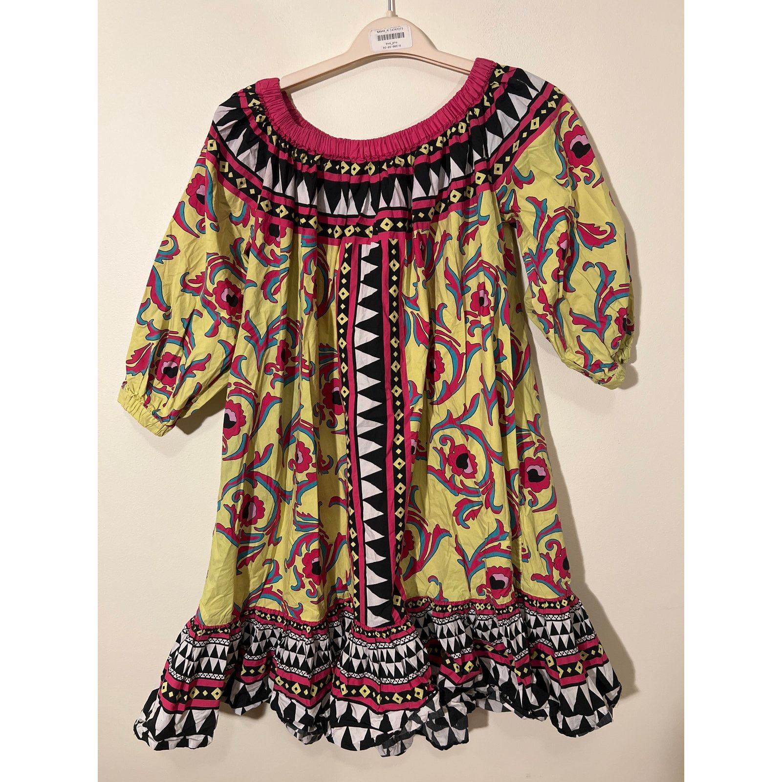 La DoubleJ RTR LaDoubleJ XS Paloma Yellow Off Shoulder Shift Midi Dress Size XS / US 0-2 / IT 36-38 - 6 Thumbnail