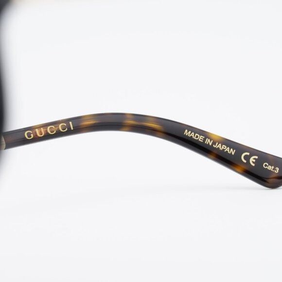 Gucci Gucci GG0199S 001 Sunglasses Shiny Black/Gold Shield Frame Size ONE SIZE - 6 Thumbnail