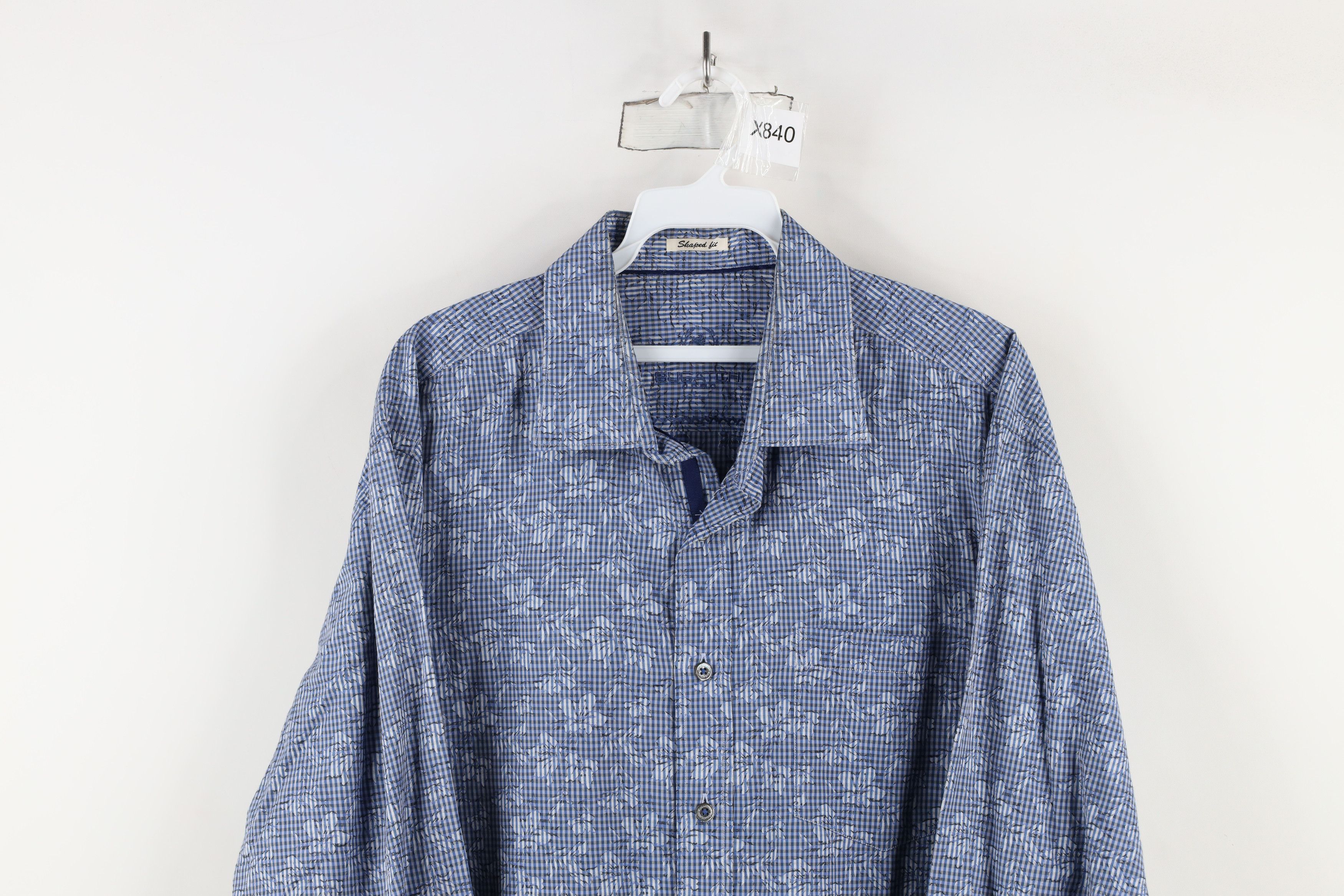 Vintage Bugatchi Uomo Fit Striped Flower Collared Button Shirt Blue Size US XL / EU 56 / 4 - 2 Thumbnail