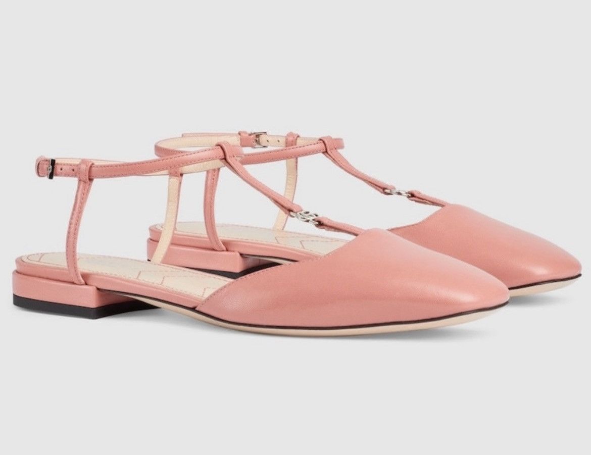 Gucci Double G Leather T-Strap ballerinas Ballet Flat Grace