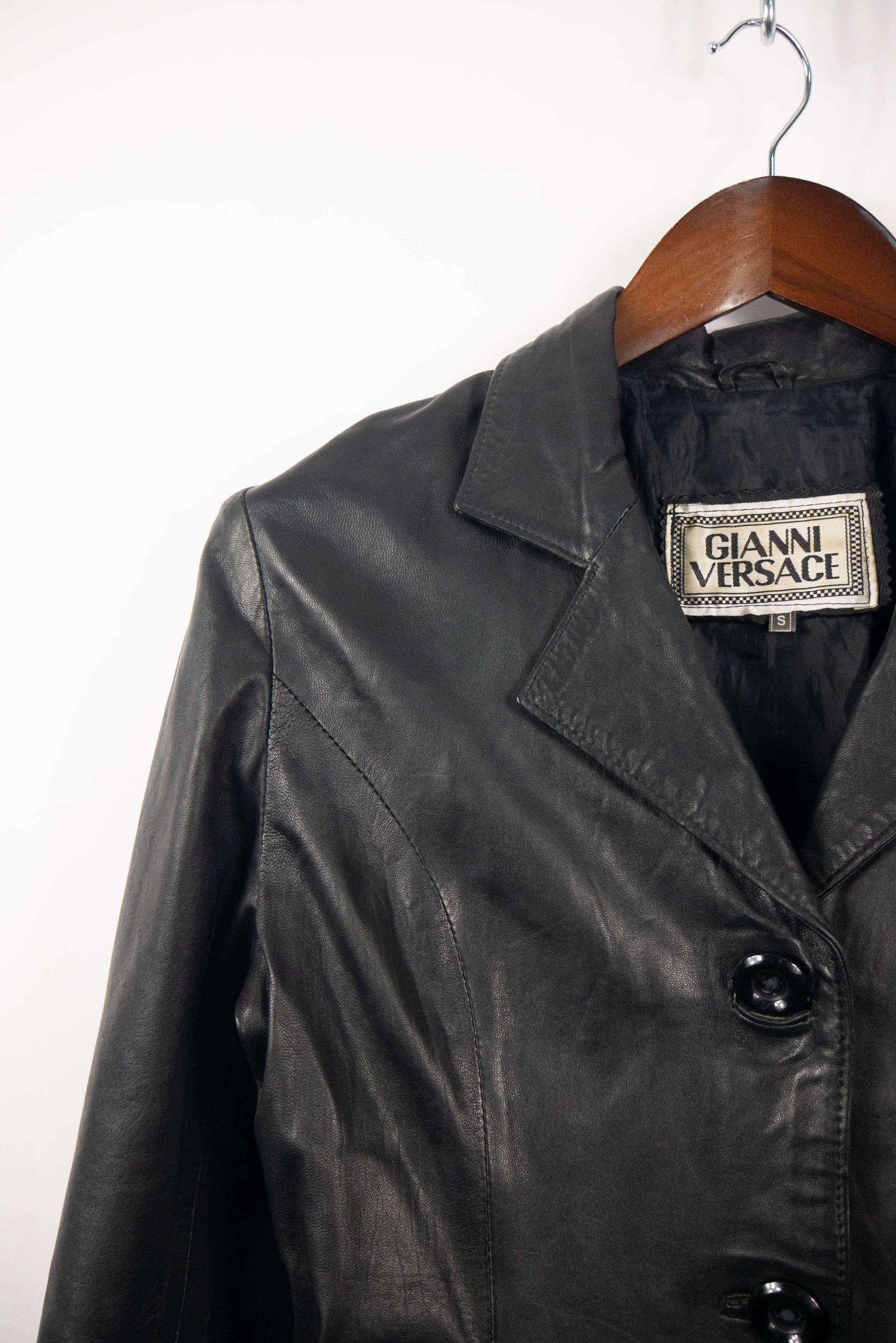 Versace Vintage Versace leather jacket coat Size S / US 4 / IT 40 - 3 Thumbnail