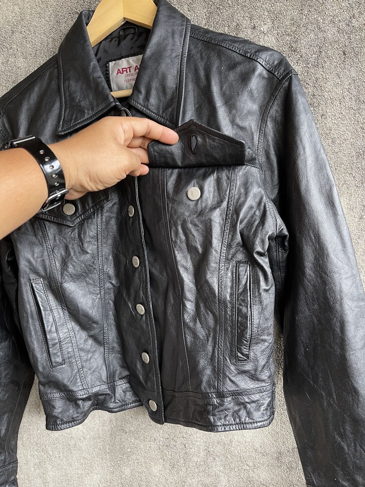 Japanese Brand Rare🔥Vintage ART ABLE Trucker Leather Jacket Size US S / EU 44-46 / 1 - 6 Thumbnail