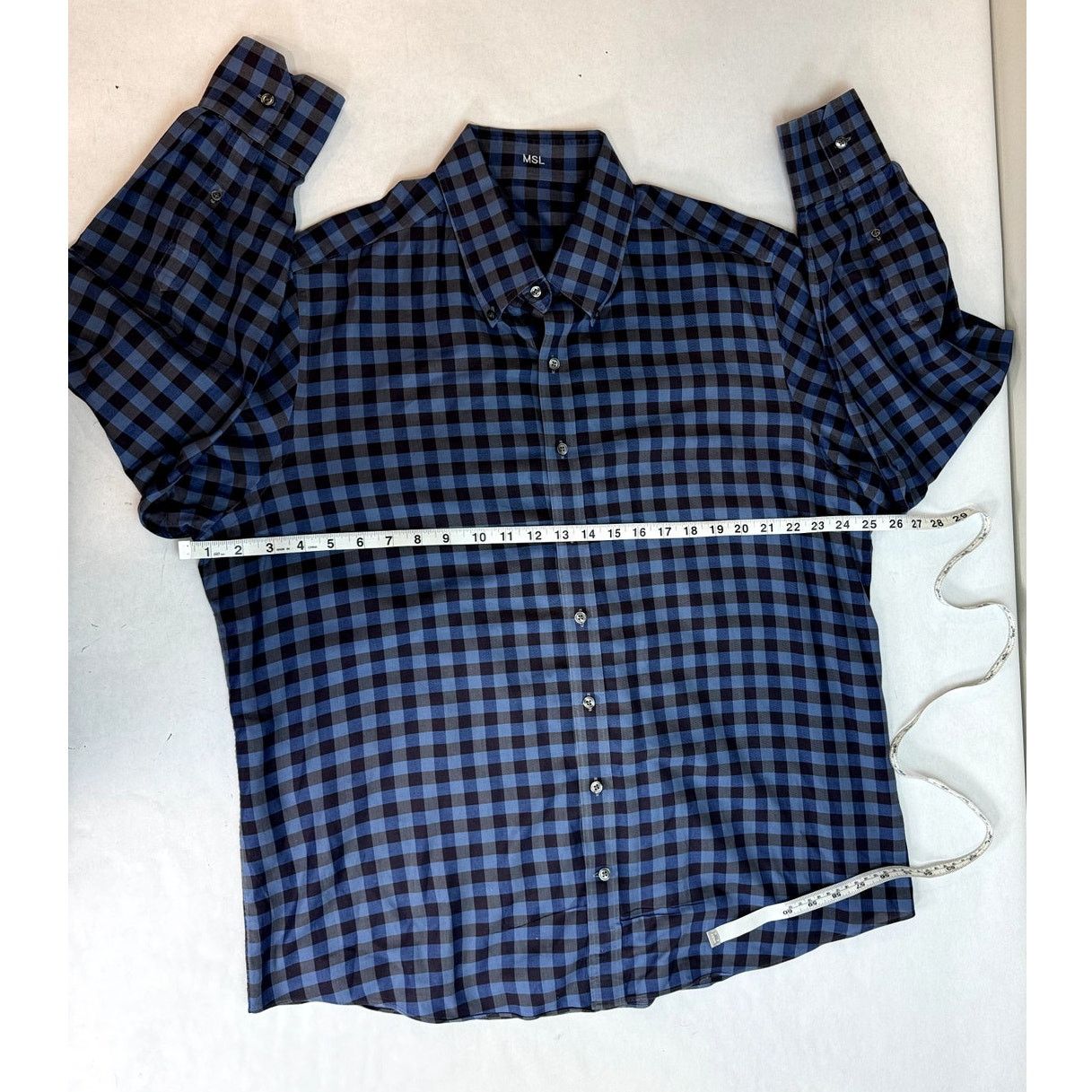 Other MSL Men's Checkered Button Down Shirt Blue 100% Cotton XL Size US XL / EU 56 / 4 - 4 Thumbnail