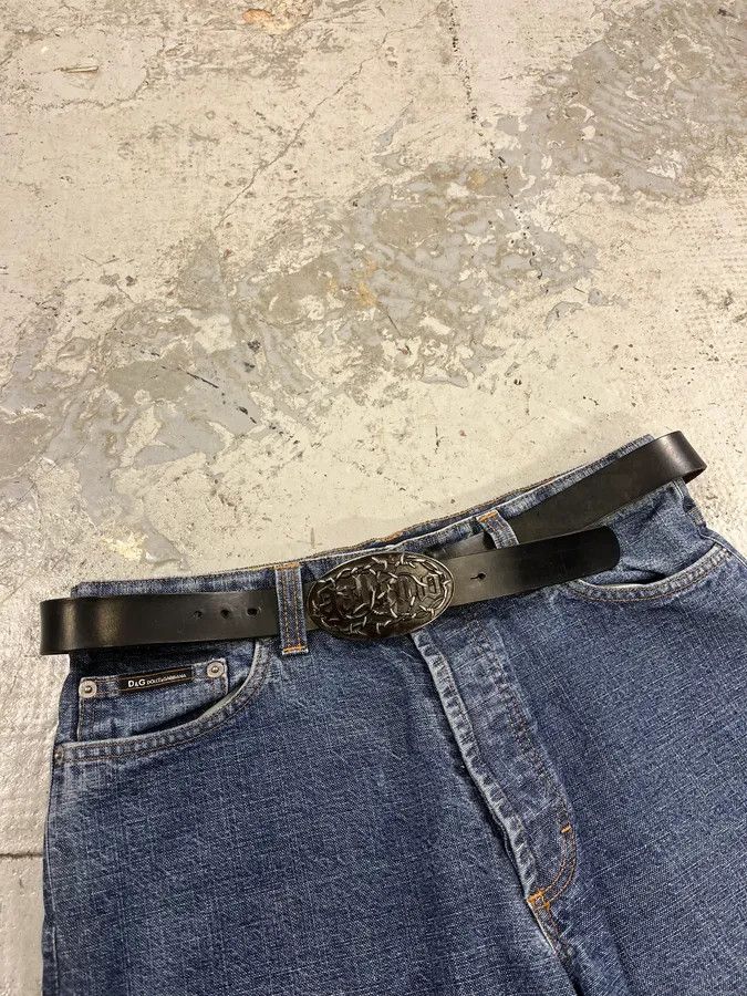 John Galliano 2000s Galliano Wire Buckle Black Leather Belt Size ONE SIZE - 2 Thumbnail