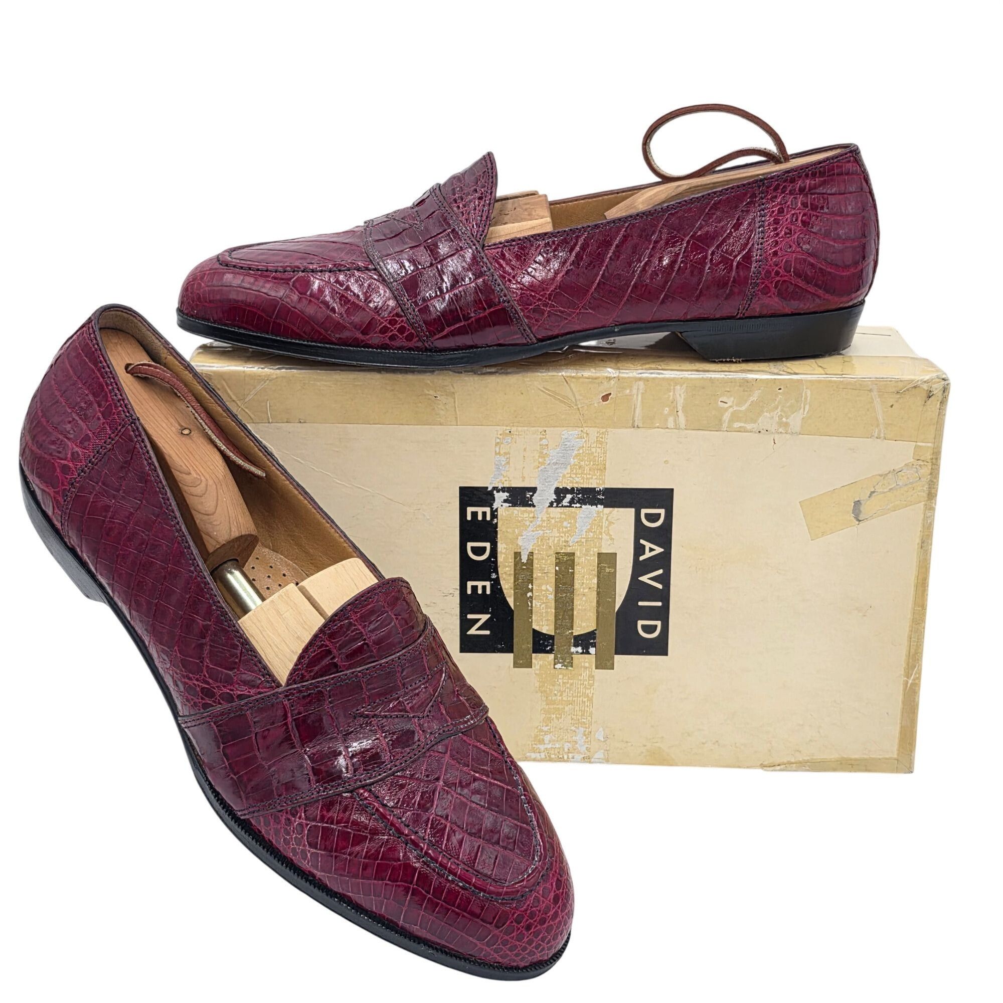 David Eden Vintage Crocodile Burgundy David Eden Exotic Italy Loafers Size US 11 / EU 44 - 15 Thumbnail