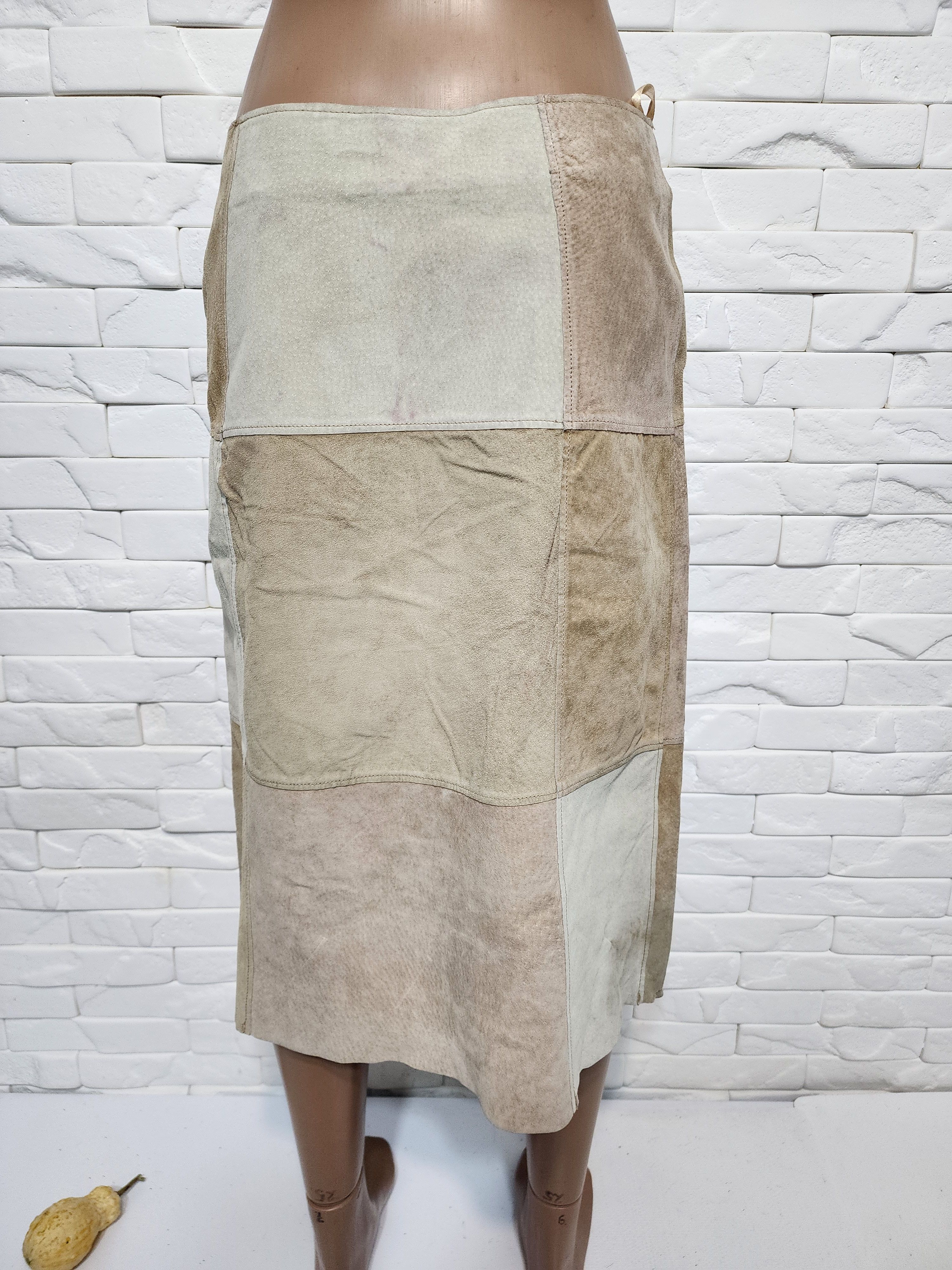 Genuine Leather Brown Suede Leather Skirt: 30" Waist Size 30" / US 8 / IT 44 - 4 Thumbnail