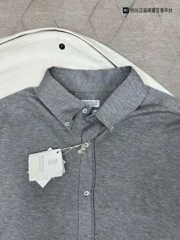 Brunello Cucinelli Brunello Cucinelli Men's Gray Long Sleeve Shirt. Size US XL / EU 56 / 4 - 3 Thumbnail