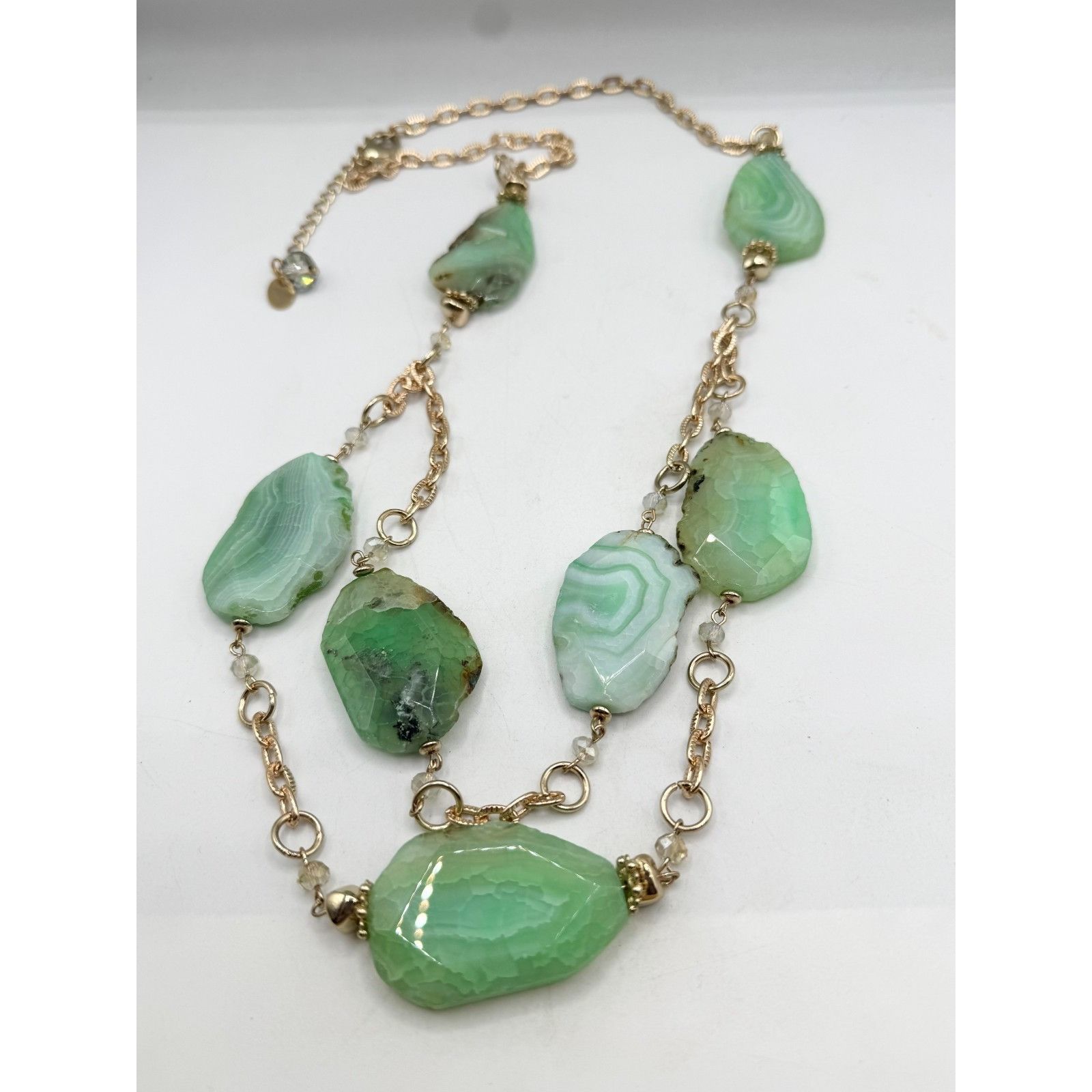 Other Vintage green stone geode crystal double strand necklace Size ONE SIZE - 2 Thumbnail