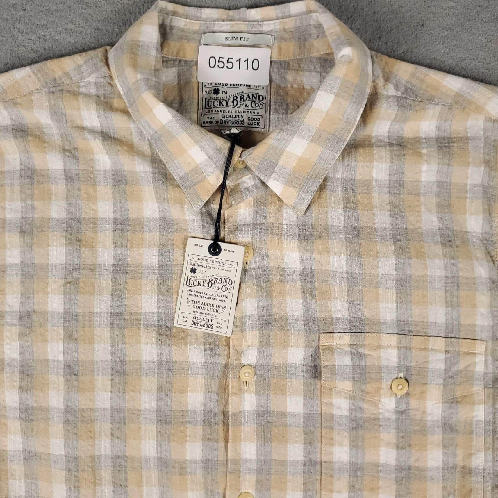 Lucky Brand Lucky Brand Shirt Beige Plaid Short Sleeve Button-Up Regular Fit Men’s Size Small Size US S / EU 44-46 / 1 - 2 Thumbnail