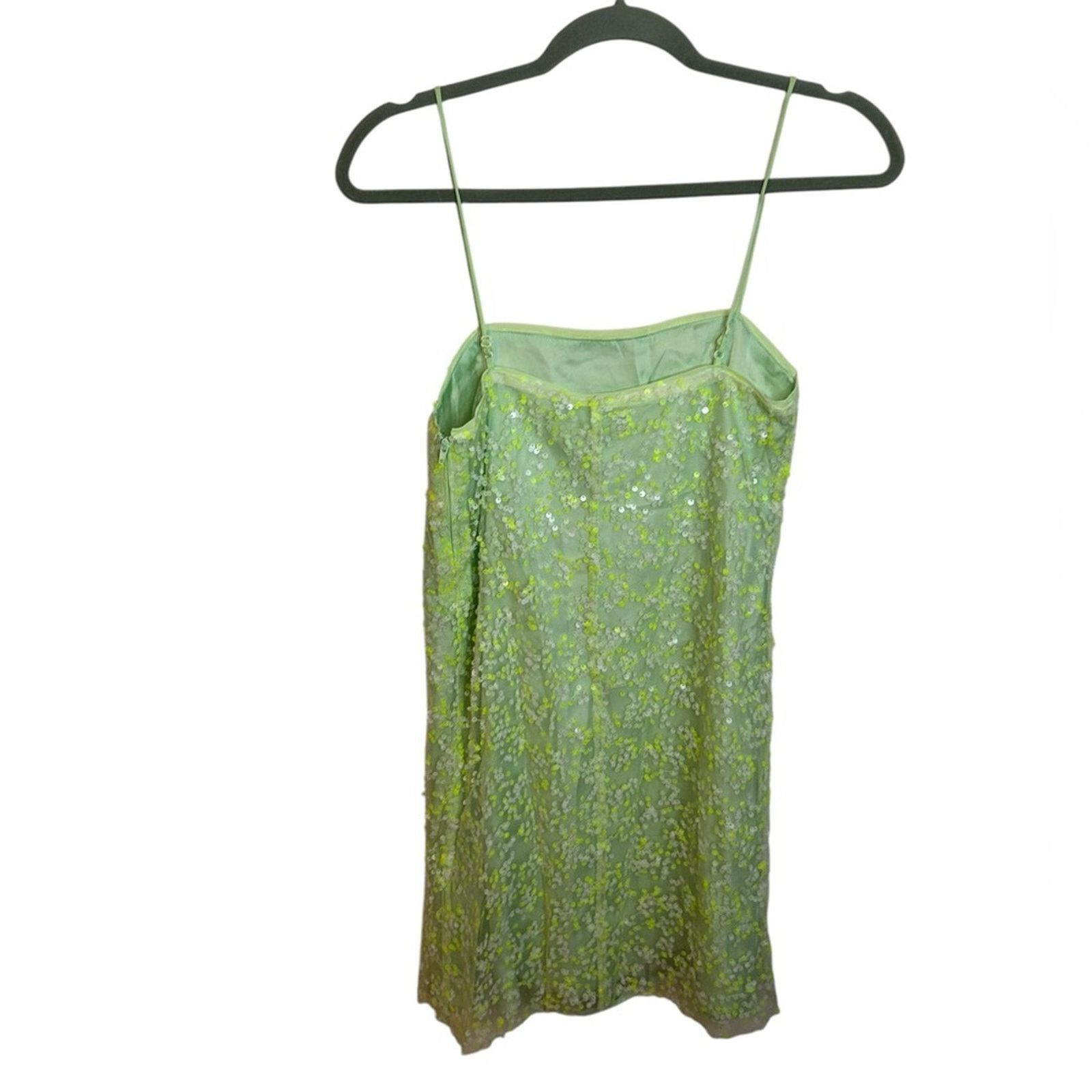 H&M Nwt H&M Lime Green Y2K Sequin Mini Dress Size XS / US 0-2 / IT 36-38 - 2 Thumbnail
