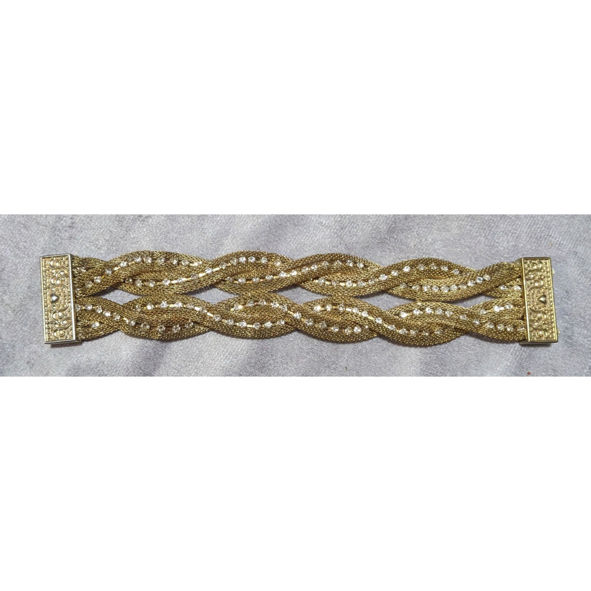 Other Vintage Gold Tone Mesh And Rhinestone Braided Magnetic Brace Size ONE SIZE - 14 Thumbnail
