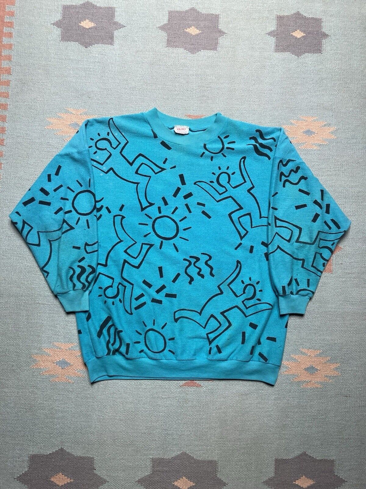 Keith Haring × Vintage 80s sweatshirt Keith haring pop art all over print AOP XL Size US XL / EU 56 / 4 - 1 Thumbnail