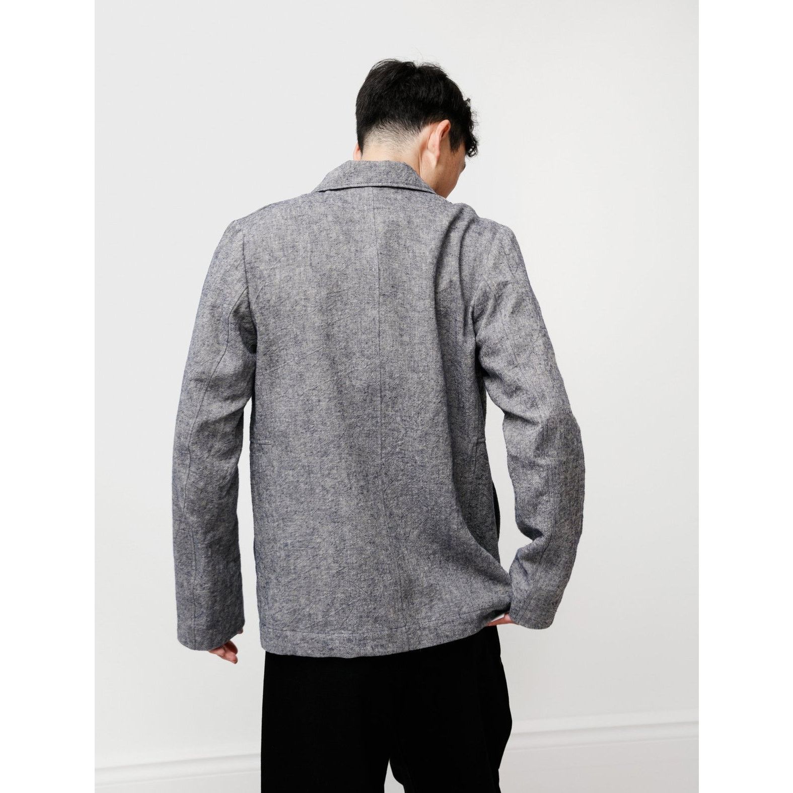 Frank Leder Work Jacket Grey Blue Textured Linen Chore - L NWT $490 Size US L / EU 52-54 / 3 - 13 Thumbnail