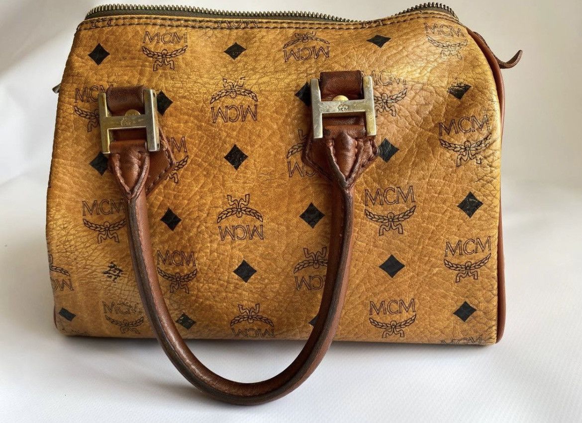 MCM MCM Boston Bag Ladies Cognac PVC Leather Visetos Brown Size ONE SIZE - 2 Thumbnail