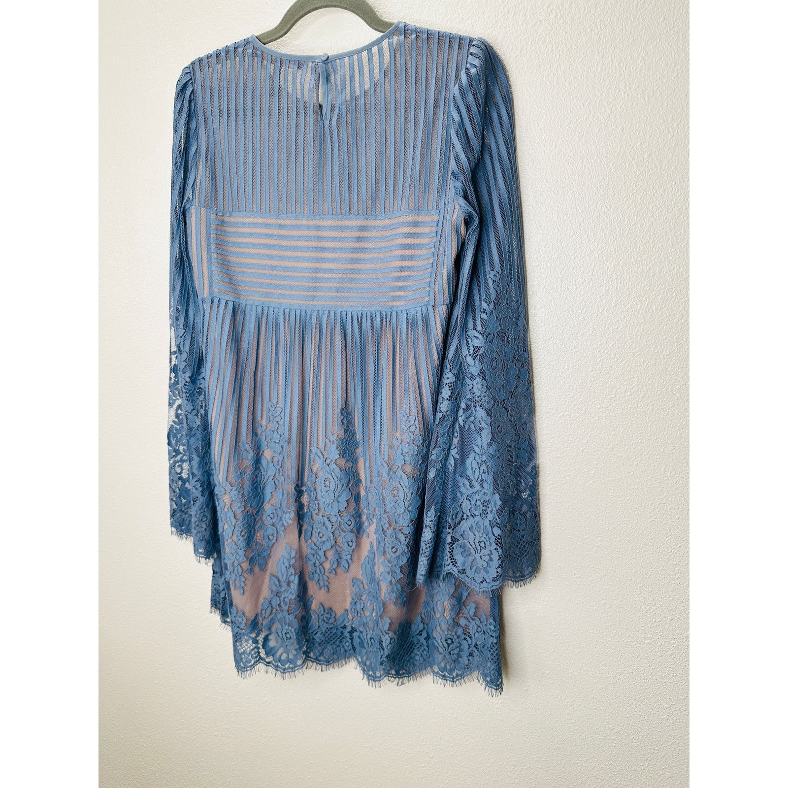 Other BCBGMAXAZRIA Luann Dusty Blue Floral Lace Babydoll Dress XS