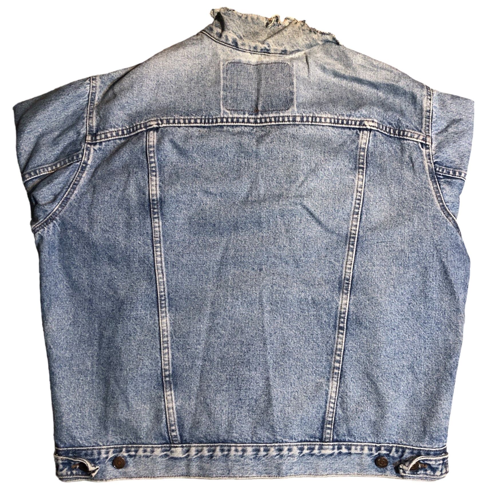 Levi's VINTAGE Levi's Denim Jacket Western USA Distressed Light Blue L Men Collared 80s 90s Style Jacket Size US L / EU 52-54 / 3 - 3 Thumbnail