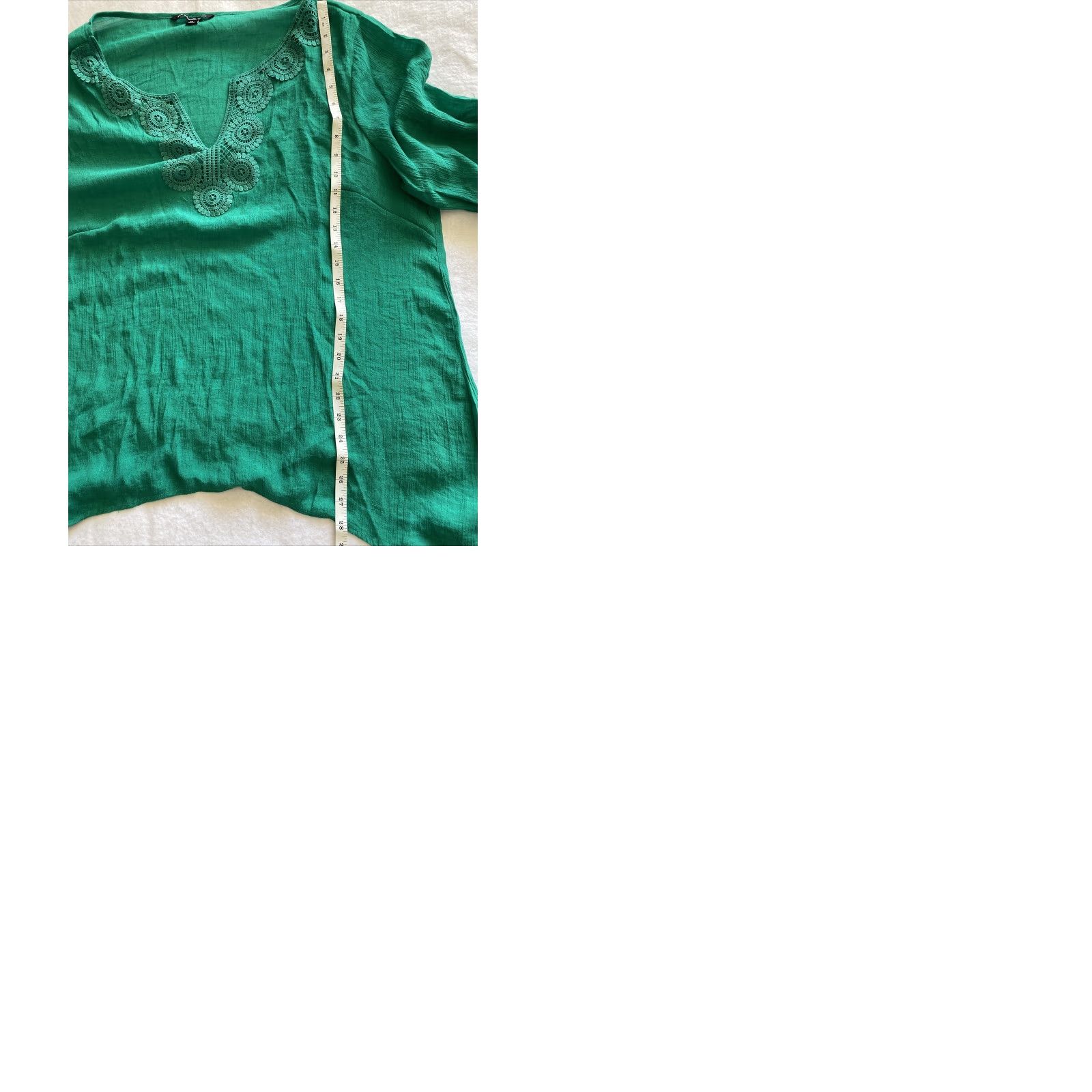 Vintage VINTAGE Zac & Rachel Blouse Women's 2XL Green Embroidery Bell Sleeve Lightweight Polyester Blend Belle Size XXL / US 16-18 / IT 52-54 - 9 Thumbnail