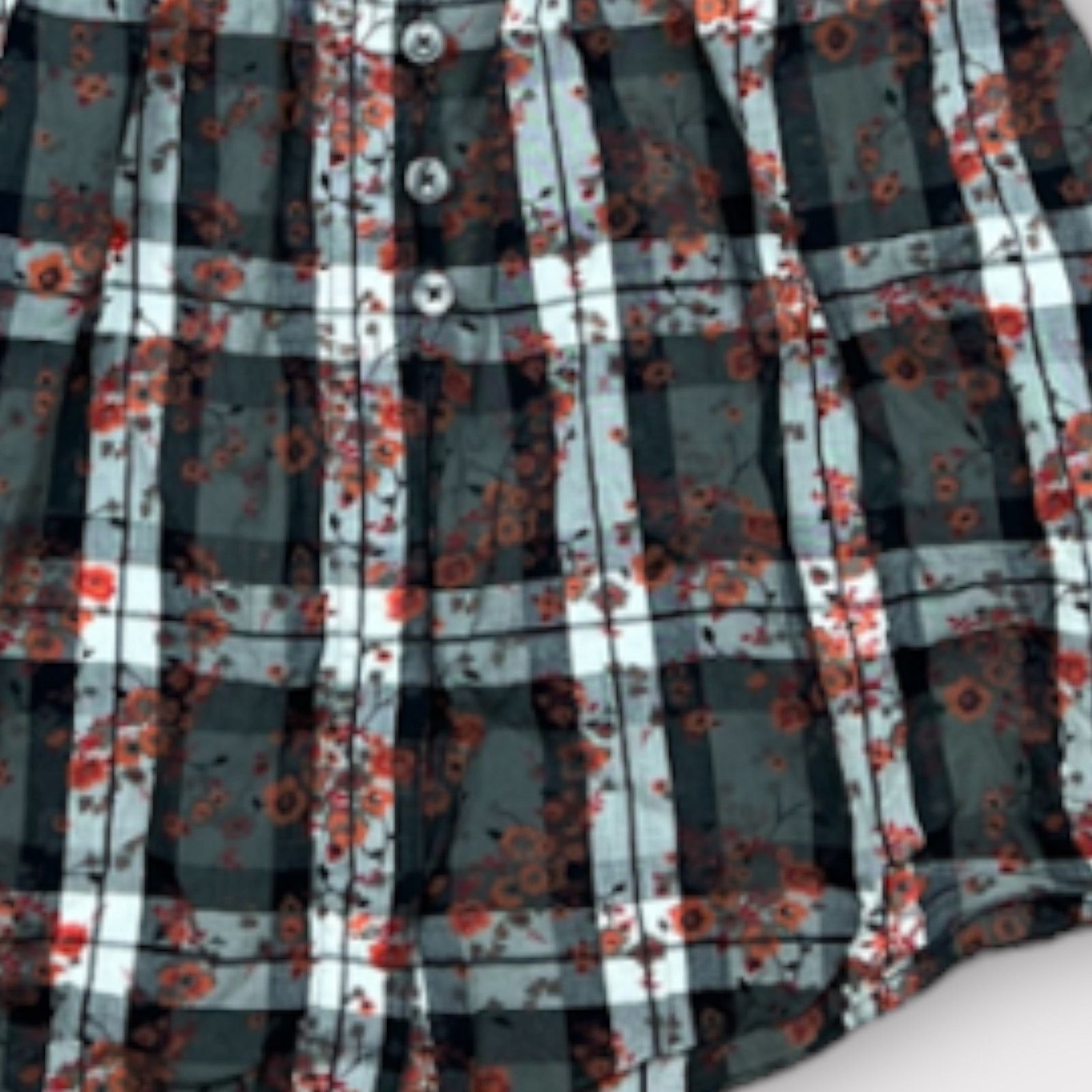 Decree Decree | Vintage Y2K Women's Cherry Blossom Plaid Blouse Size S / US 4 / IT 40 - 5 Thumbnail