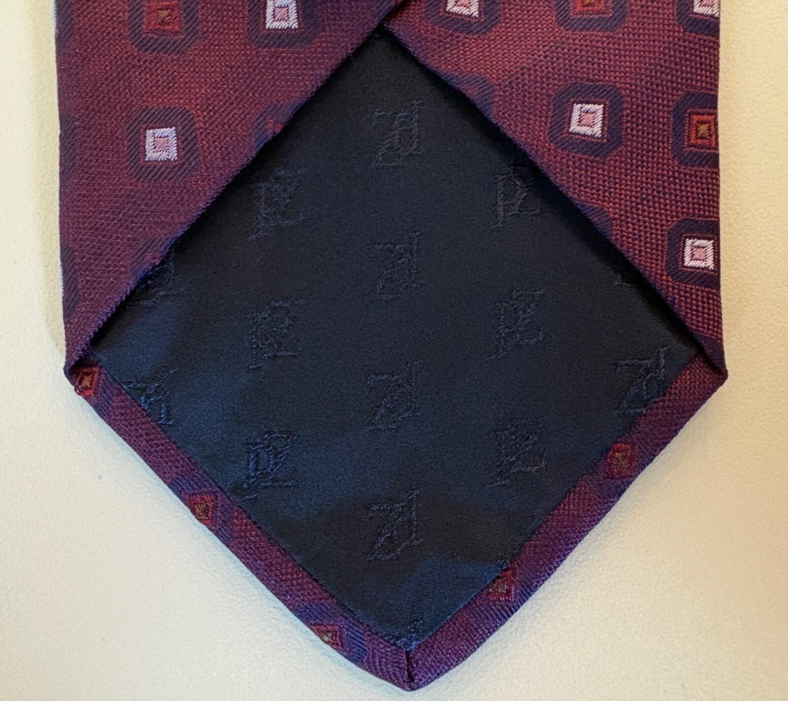 Pal Zileri Pal Zileri Italy Silk Tie Burgundy Wine Neat Geometric Size ONE SIZE - 8 Thumbnail