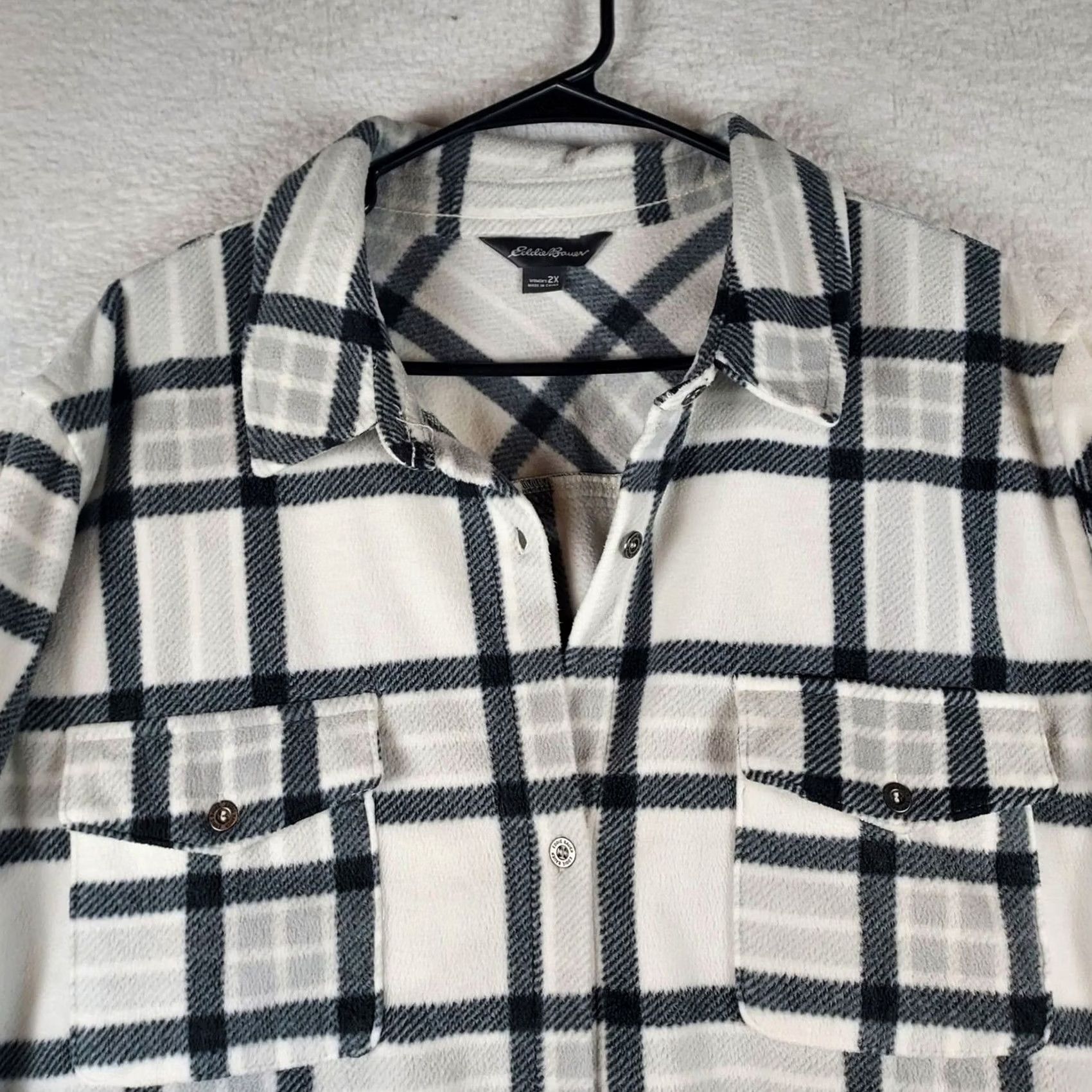 Eddie Bauer Eddie Bauer Women’s 2X Plaid Fleece Shirt Jacket Shacket Button Front Warm Multicolor Size XXL / US 16-18 / IT 52-54 - 3 Thumbnail