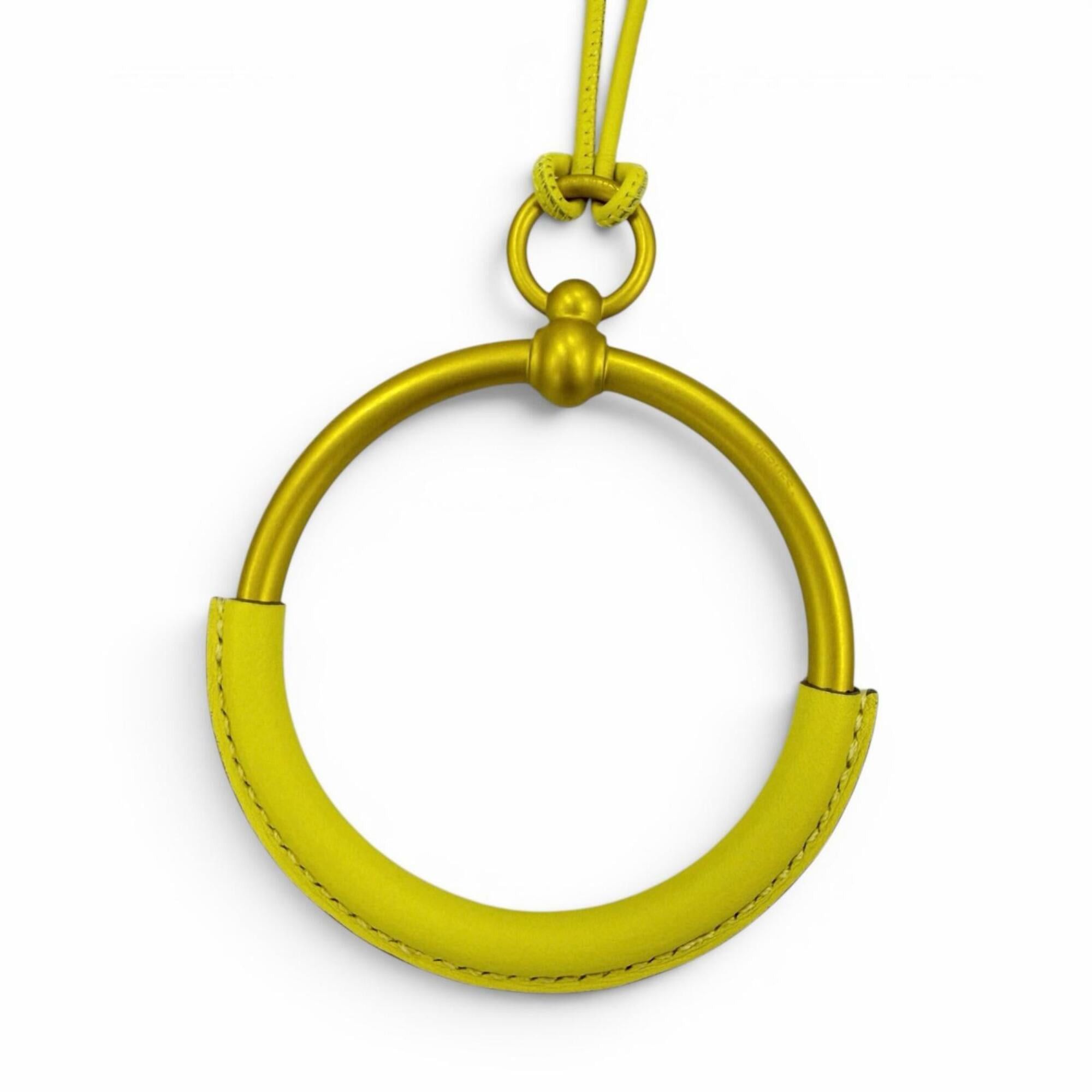 Hermes HERMES Loop Grand Necklace, Leather Trim Pendant, Yellow (Jaune), Women's, with Box and Dust Bag. Size ONE SIZE - 1 Thumbnail