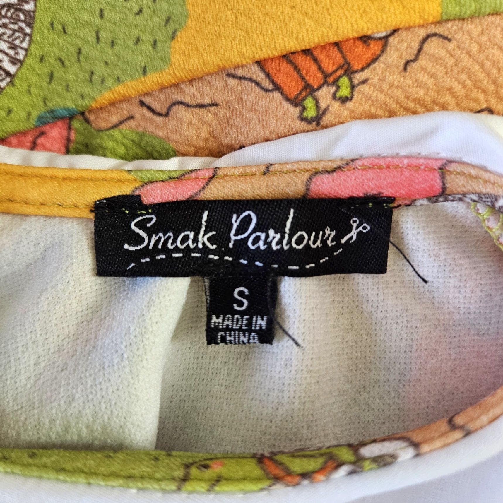 Vintage Smak Parlour Dress Womens Sz Small Frogs In The Park Pink Green Sleeveless Size S / US 4 / IT 40 - 5 Thumbnail