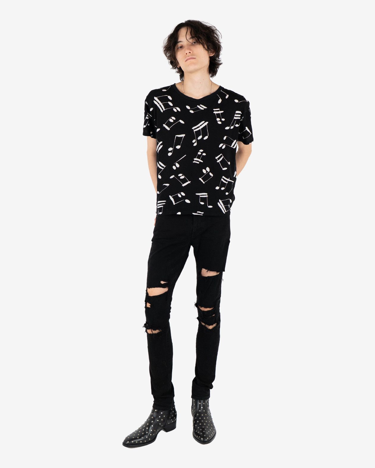 Saint Laurent Paris Music Note T-Shirt (FW16) Size US XL / EU 56 / 4 - 8 Thumbnail