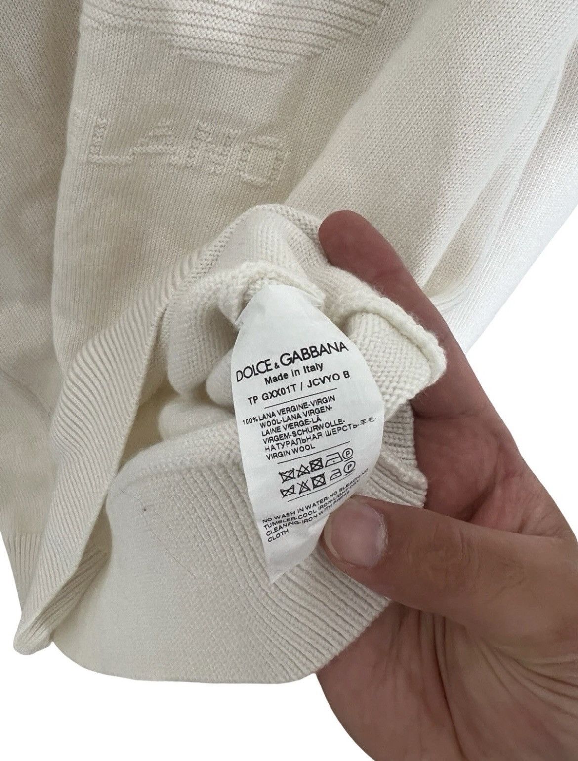 Dolce & Gabbana Dolce & Gabbana Men's Wool Logo Sweater White Size Medium DG Size US M / EU 48-50 / 2 - 4 Thumbnail