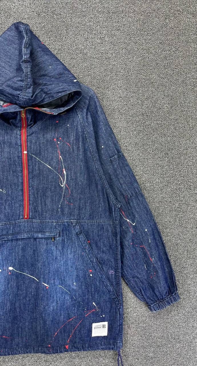 Vintage Vintage Blue B Hoodie Japanese Denim Anorak Size US L / EU 52-54 / 3 - 3 Thumbnail