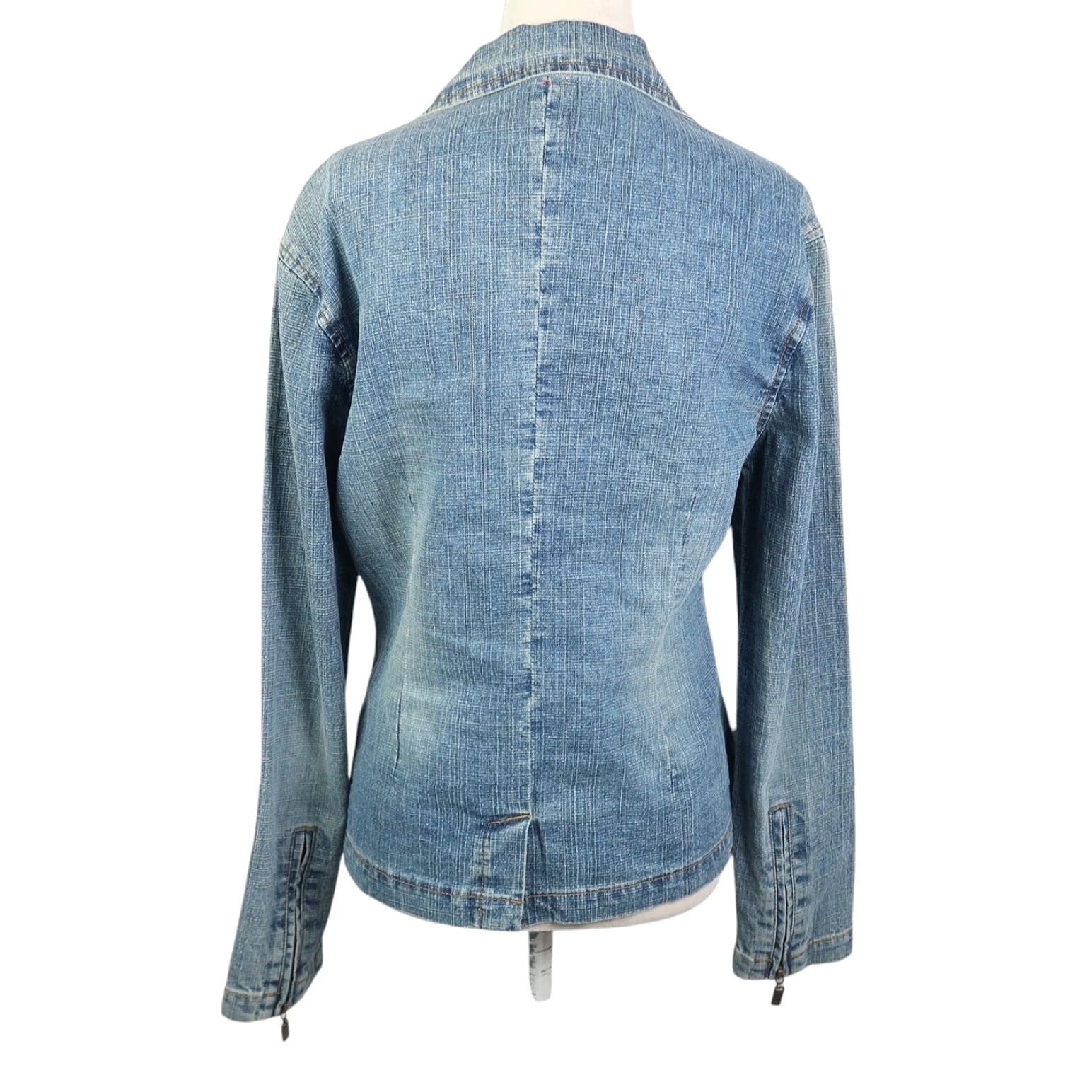 Vintage VINTAGE Star Jeans Denim Blazer Jacket M Women Blue 90s Casual Long Sleeve Button Closure Size 32" / US 10 / IT 46 - 4 Thumbnail