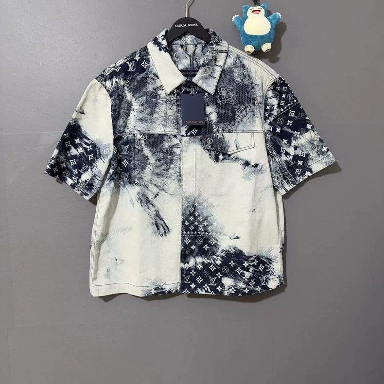 Louis Vuitton LOUIS VUITTON Denim Cashew Flower Tie-Dye Full Logo Short S Size US XL / EU 56 / 4 - 1 Thumbnail
