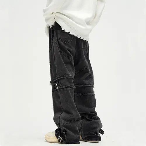 VIBE Black Ripped Stacked Baggy Pants Size US 34 / EU 50 - 2 Thumbnail