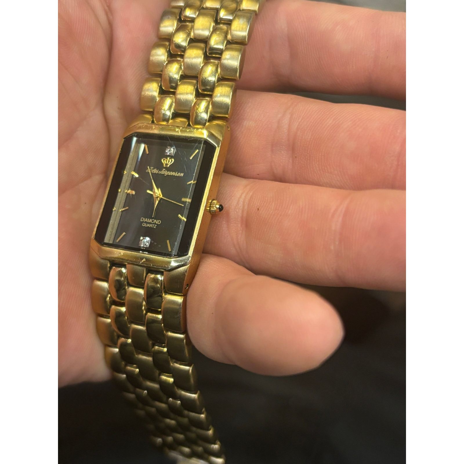 (B).Stroy Jueles Jurgensen Beveled Bezel Gold Tone Mens Watch! Size ONE SIZE - 3 Thumbnail