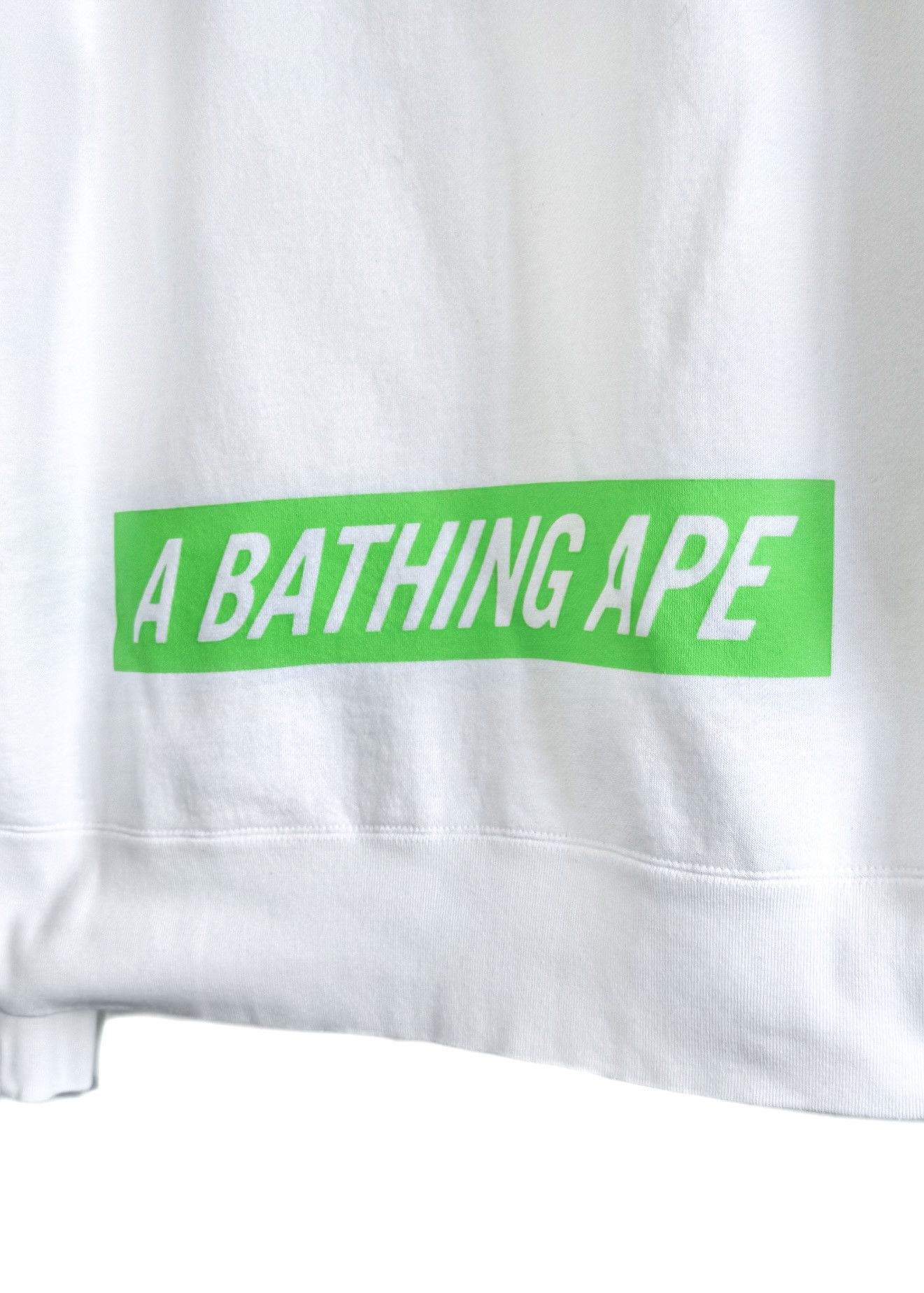 Bape Bape White Sweatshirt with Fluo Green Logo Size US XL / EU 56 / 4 - 9 Thumbnail