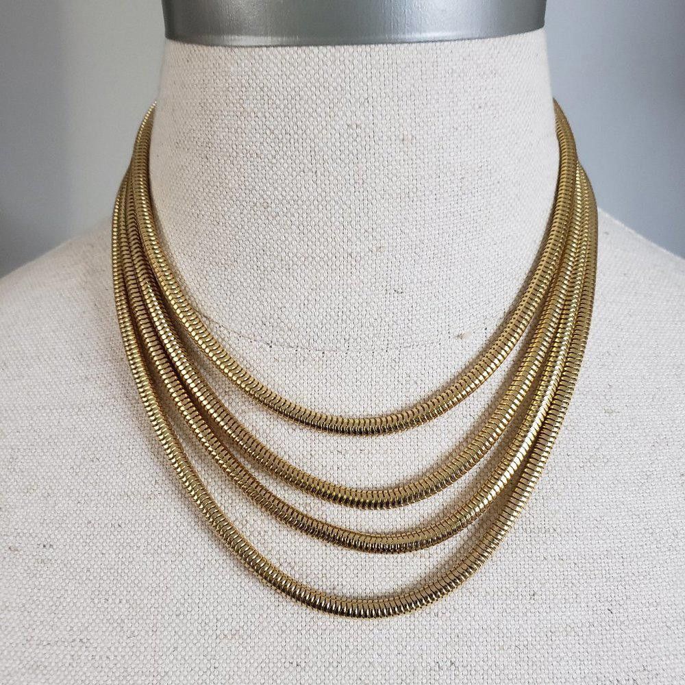Designer 4 Strand Gold Tone Necklace 18with extender Size ONE SIZE - 1 Thumbnail