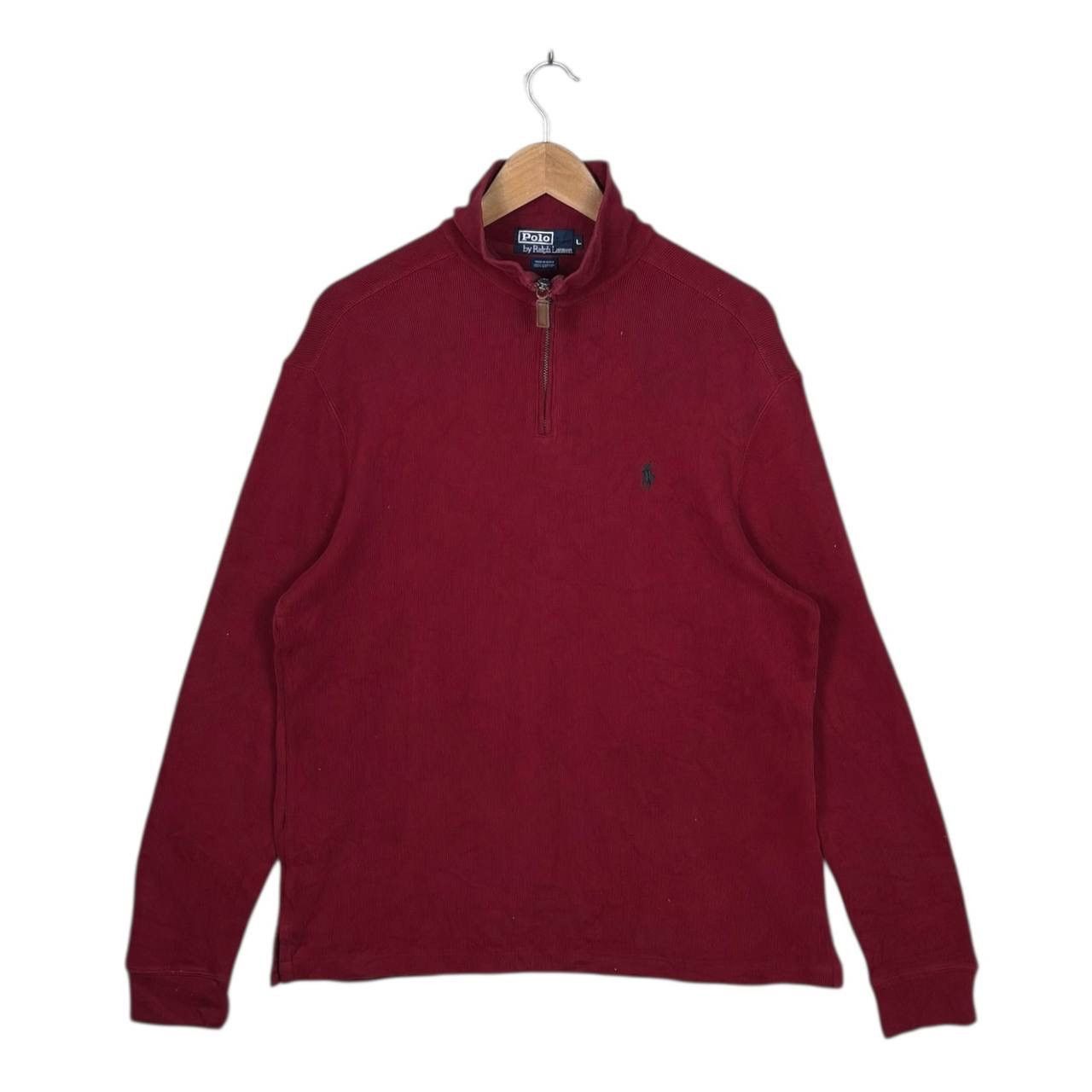 Polo Ralph Lauren Vintage Polo Ralph Lauren Red Quarter Zip Sweater L Size US L / EU 52-54 / 3 - 1 Thumbnail