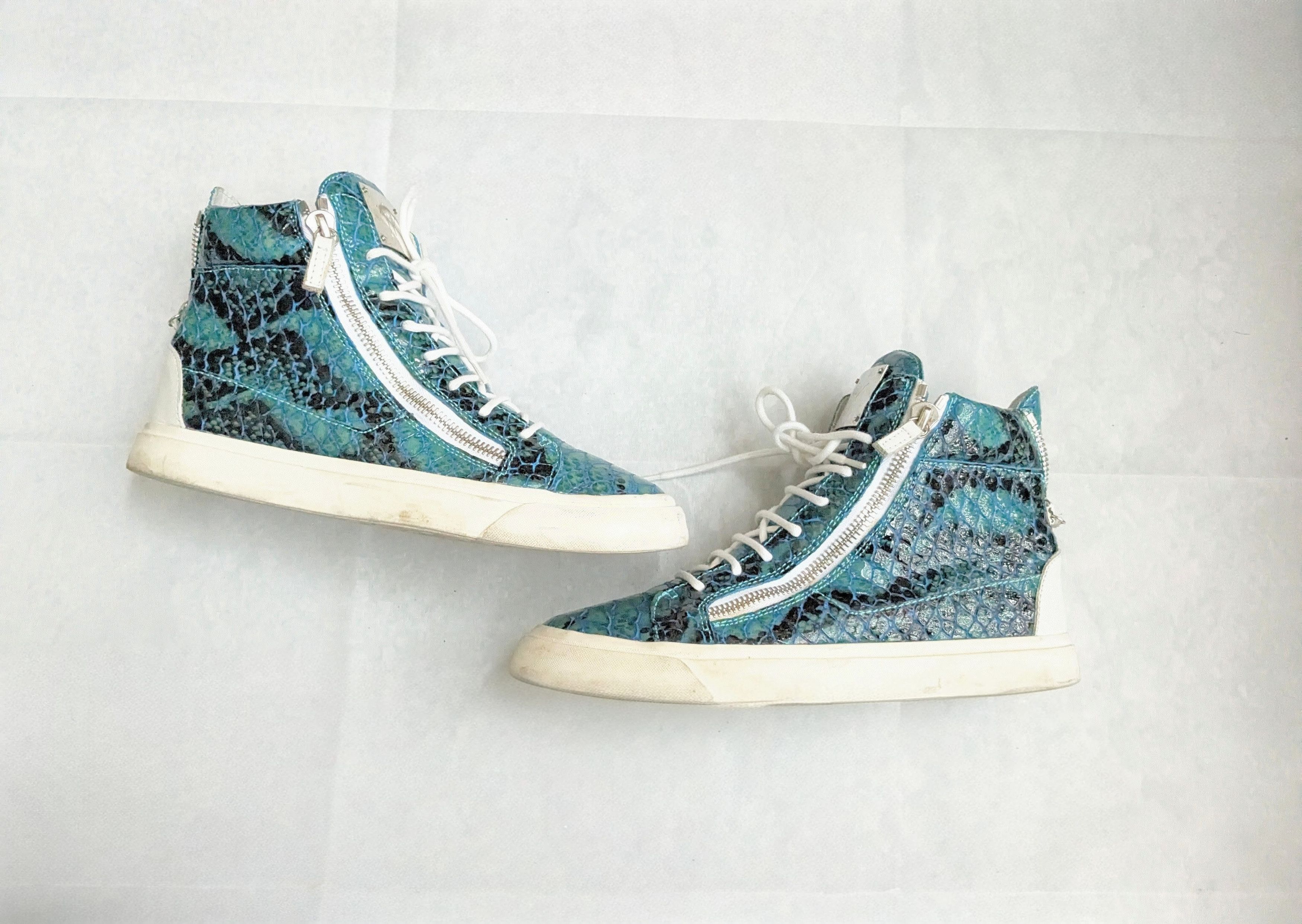 Giuseppe Zanotti Giuseppe Zanotti Sneakers Blue White 10 43 High Tops Snake Size US 10 / EU 43 - 1 Thumbnail