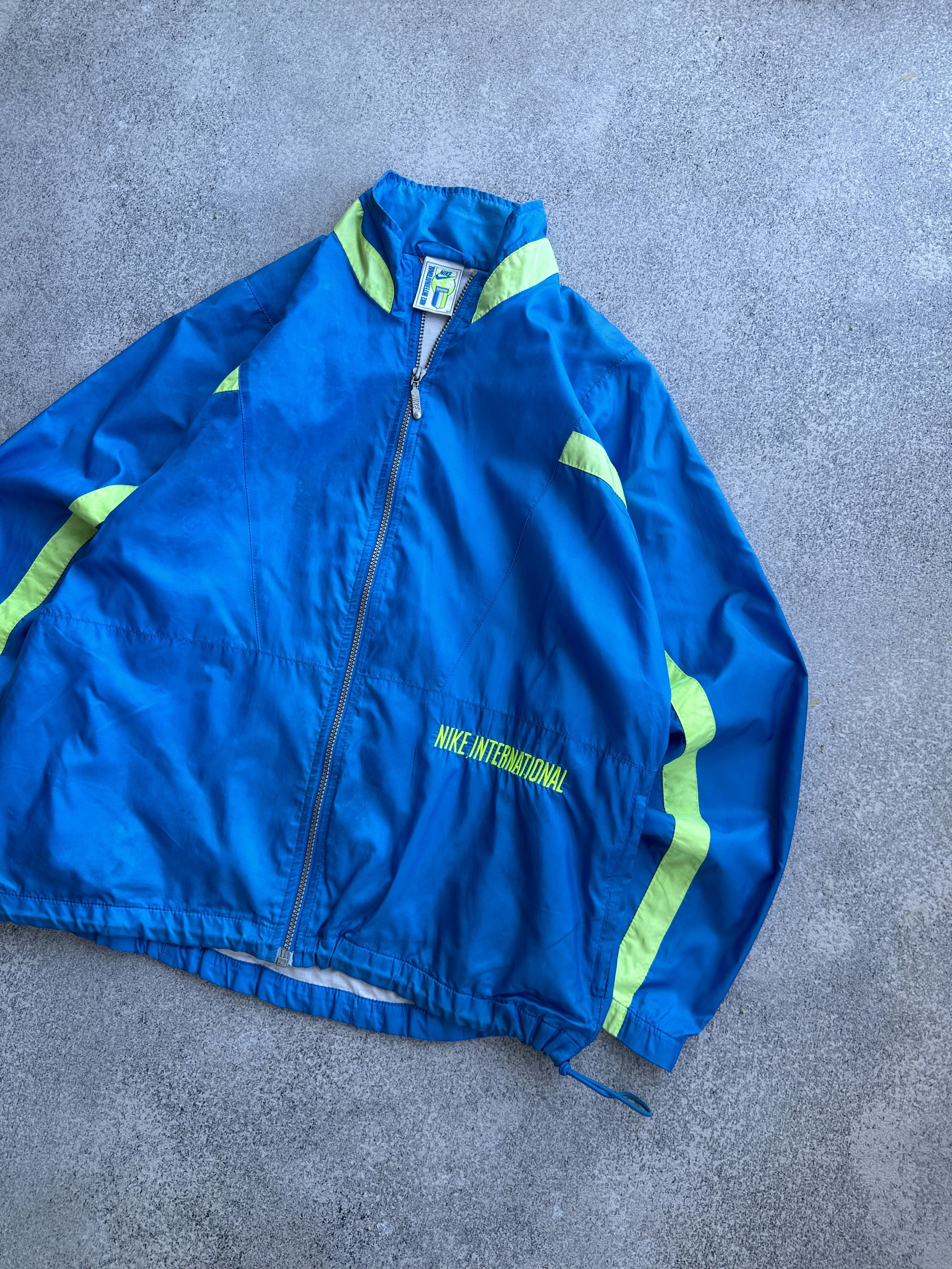 Nike × Vintage Nike International Vintage Nylon Blue Track Jacket Rare 90s Size US M / EU 48-50 / 2 - 3 Thumbnail