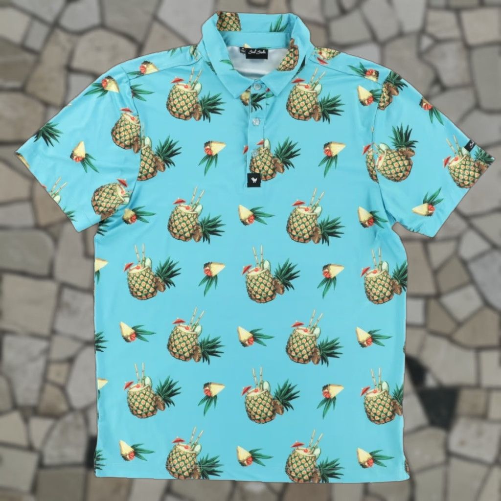 Vintage Bad Birdie Pineapple Golf Polo Shirt Blue Men's M Size US M / EU 48-50 / 2 - 1 Thumbnail