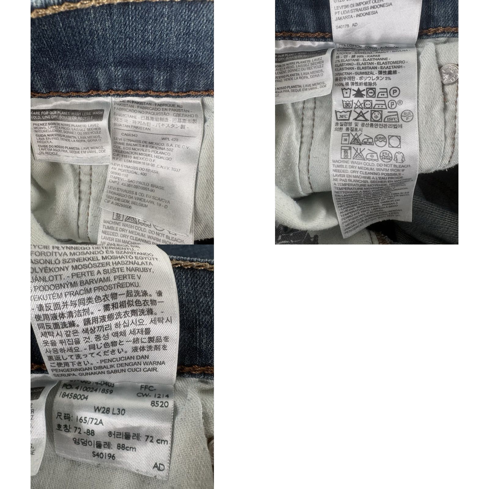 Levi's Levi’s 514 Jeans Men’s 28x30 Distressed Dark Faded 5-Pocket Denim Straight Regular Waist 28 Inseam 30 Logo USA 90s Vintage No Size US 28 / EU 44 - 8 Thumbnail