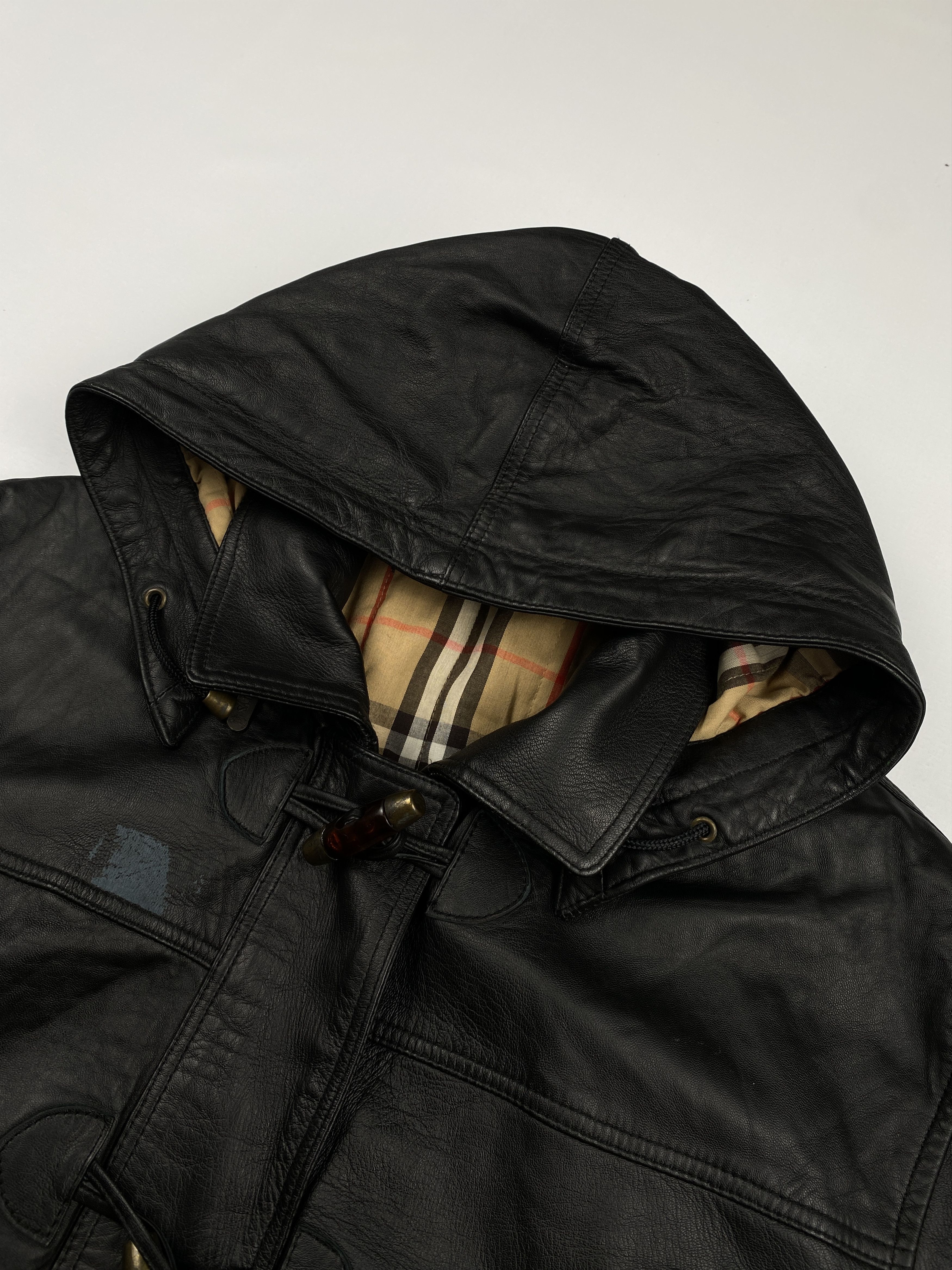 Burberry Vintage Duffle Coat Nova Check Leather Jacket Size M / US 6-8 / IT 42-44 - 10 Thumbnail