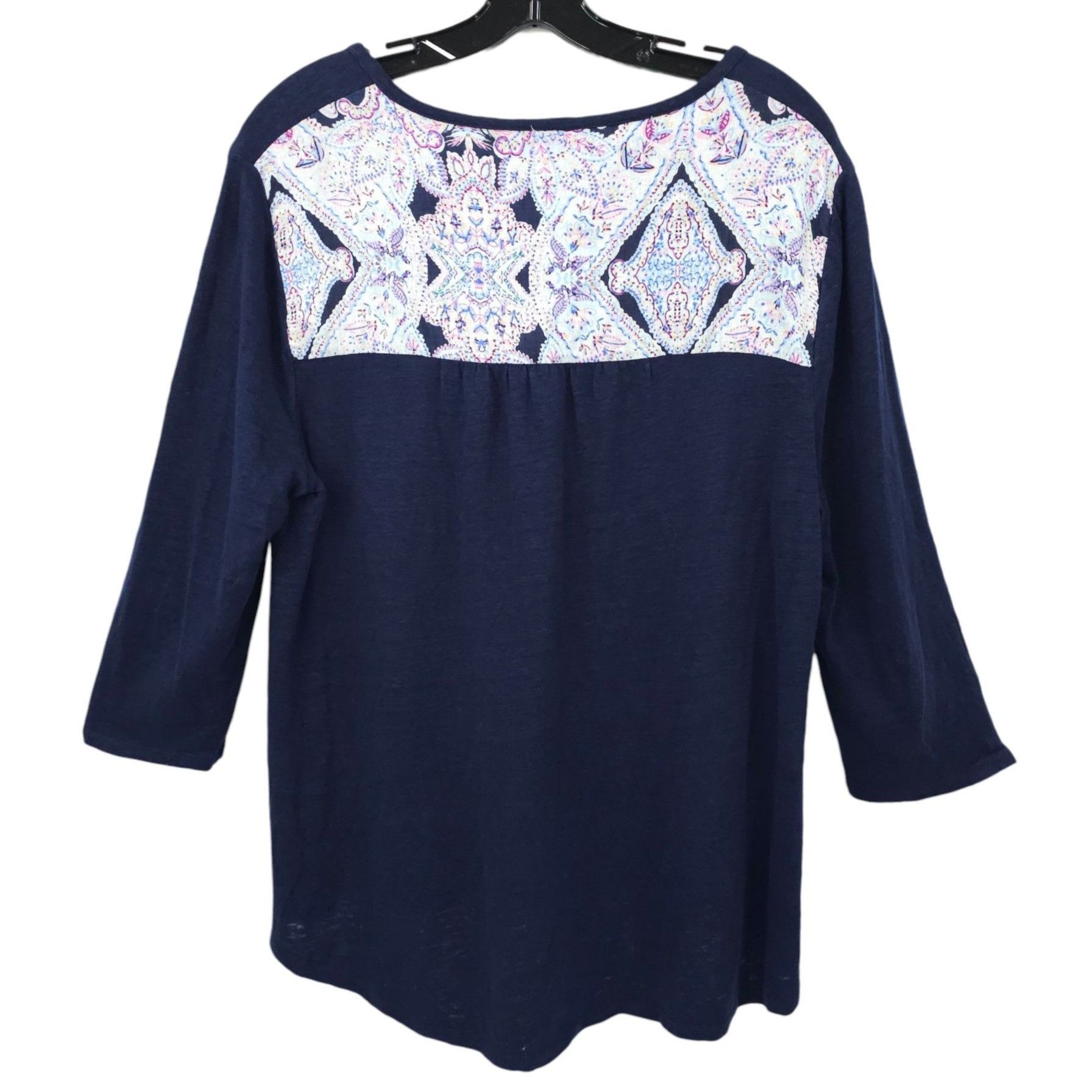 Chicos Chicos Pullover Top Womens 2 US L Paisley Linen 3/4 Sleeve Size L / US 10 / IT 46 - 2 Thumbnail