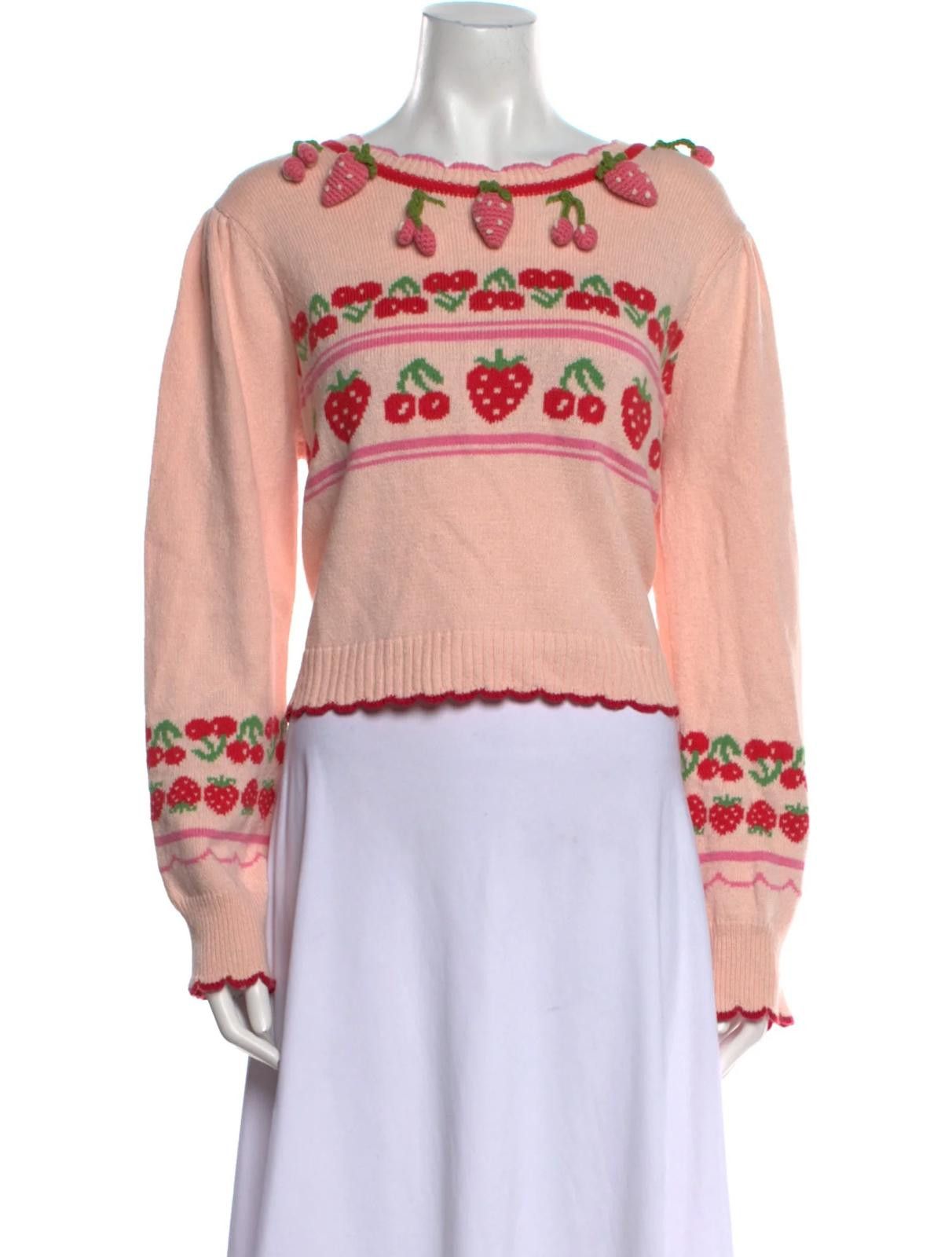 Other LoveShackFancy Graphic Print Bateau Neckline Sweater Sz: XL Size XL / US 12-14 / IT 48-50 - 1 Thumbnail