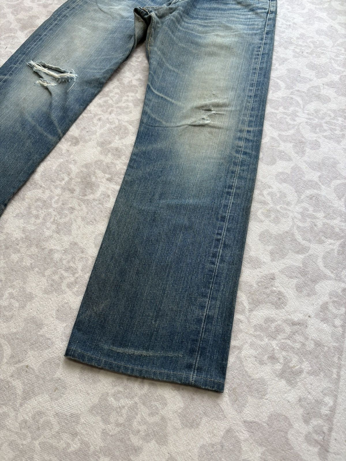 Edwin Edwin 505X Selvedge Orange Tab Distressed Denim Jeans Size US 31 - 3 Thumbnail