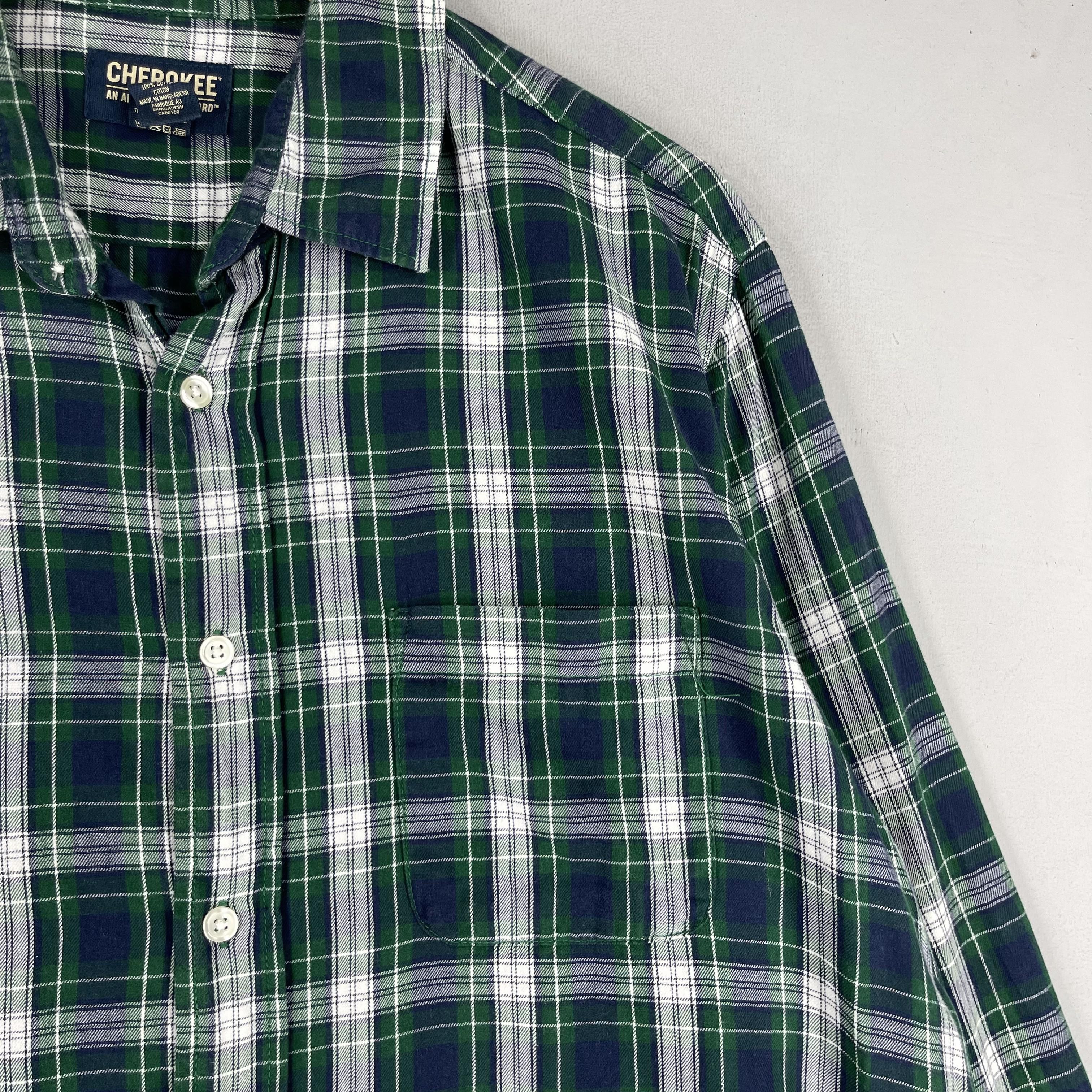 Cherokee × Flannel Vintage Plaid Checkered Green Tartan Flannel Button Up Size US L / EU 52-54 / 3 - 3 Thumbnail