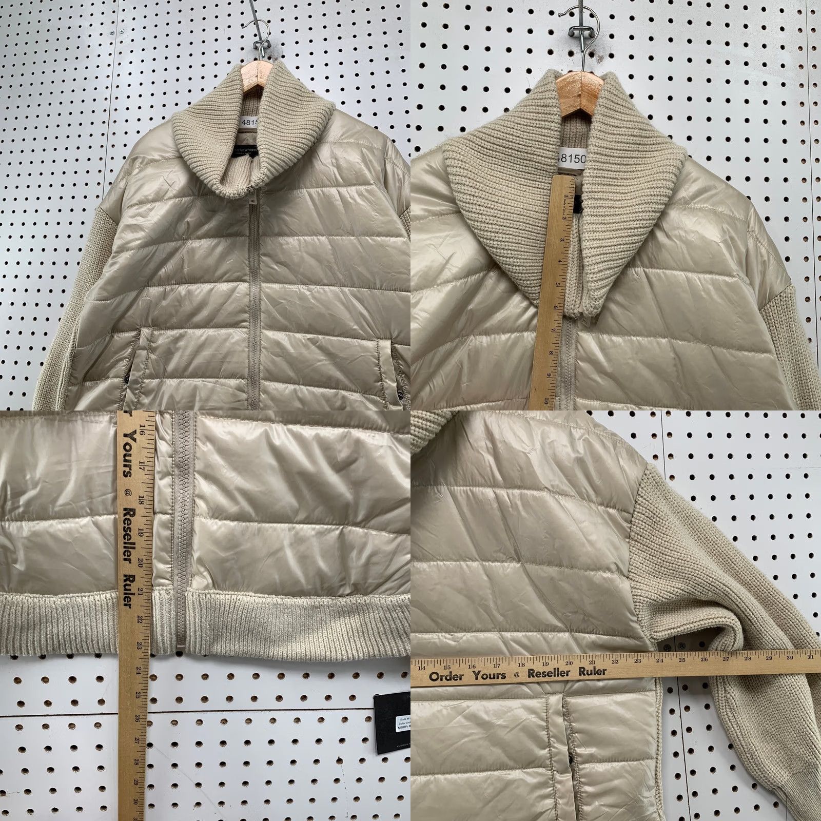 Vintage Marc New York Puffer Jacket Womens XL Beige Knit Collar Sleeves NWT Size XL / US 12-14 / IT 48-50 - 9 Thumbnail