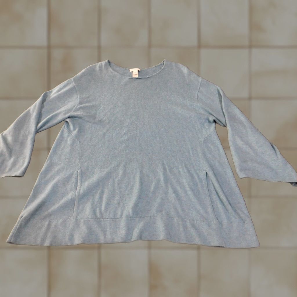 J. Jill J. Jill Sweater Pullover Womens Medium Blue Cable-Knit Cotton Cashmere Stretch Round Neck Long Sleeve with Pockets - Regular Fit, Winter Gift padrões Size M / US 6-8 / IT 42-44 - 1 Thumbnail