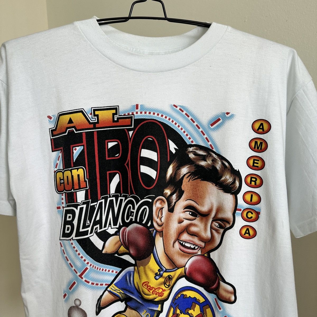 Vintage Club America Cuauhtémoc Blanco Big Face T-Shirt Size L White Size US L / EU 52-54 / 3 - 3 Thumbnail
