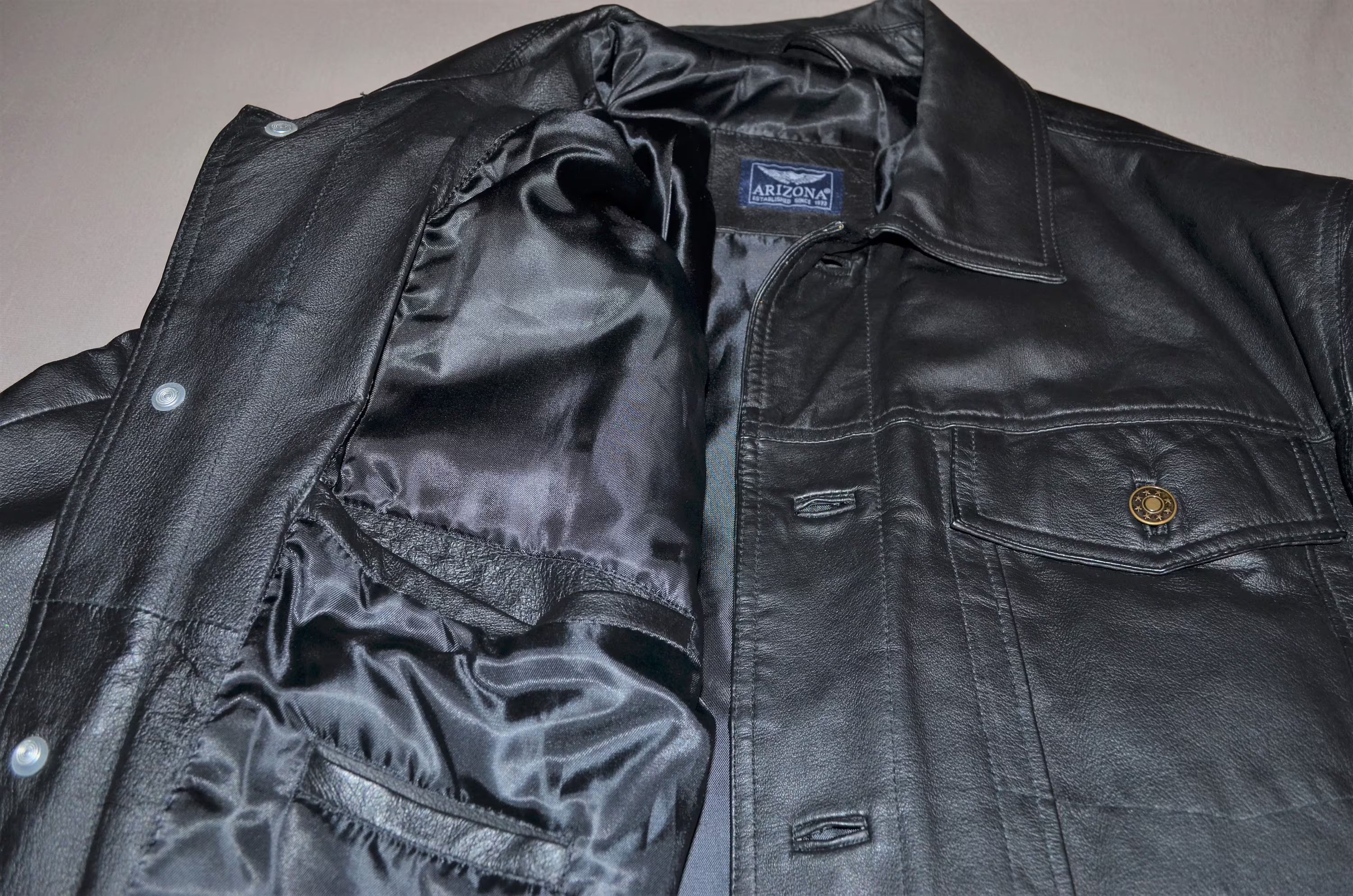 Arizona Jean Co. Leather Jacket Black Original hand painted Ghost Rider Size US L / EU 52-54 / 3 - 7 Thumbnail