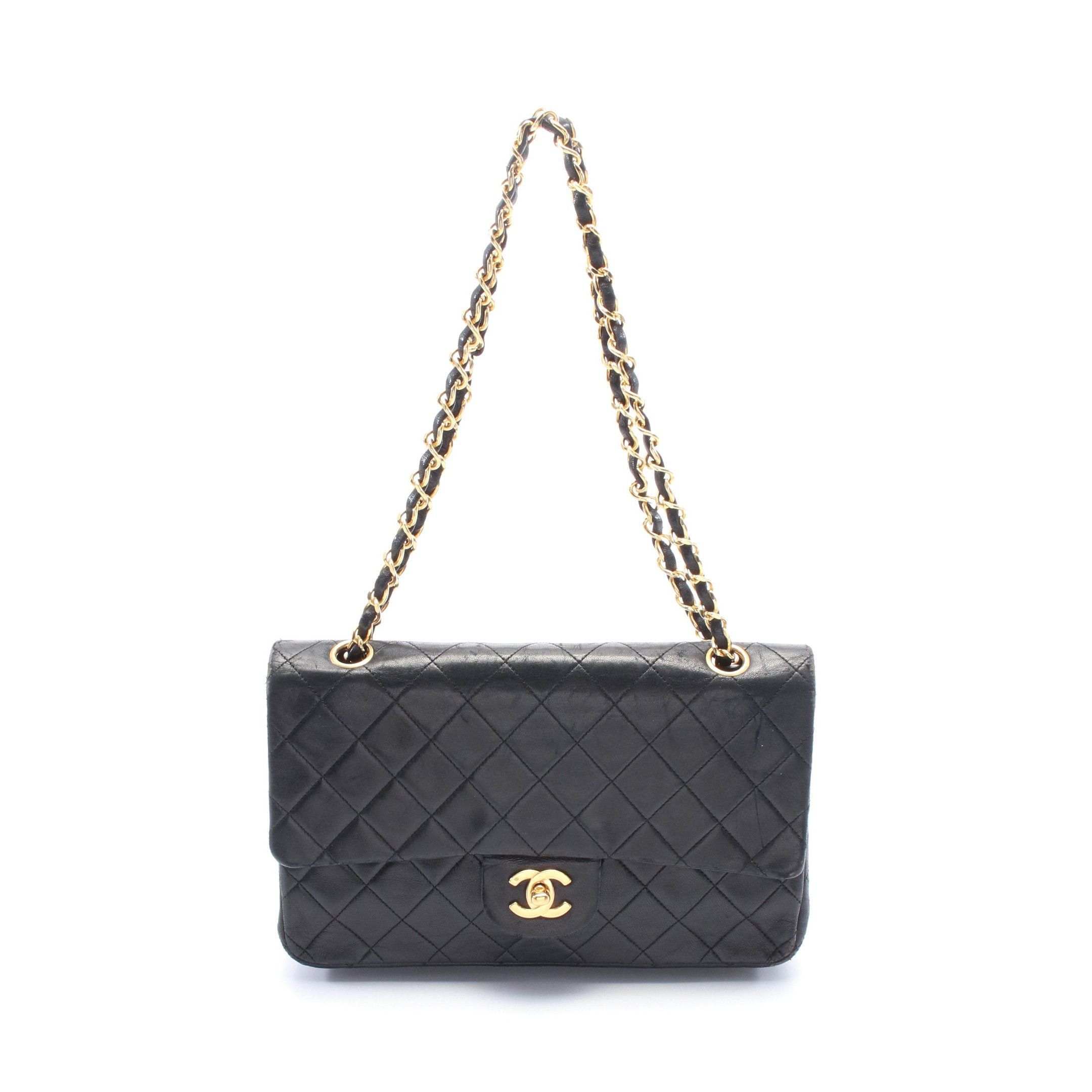 Chanel Chanel Matelasse Double Flap Chain Shoulder Bag Lambskin Black Gold Hardware Size ONE SIZE - 1 Thumbnail